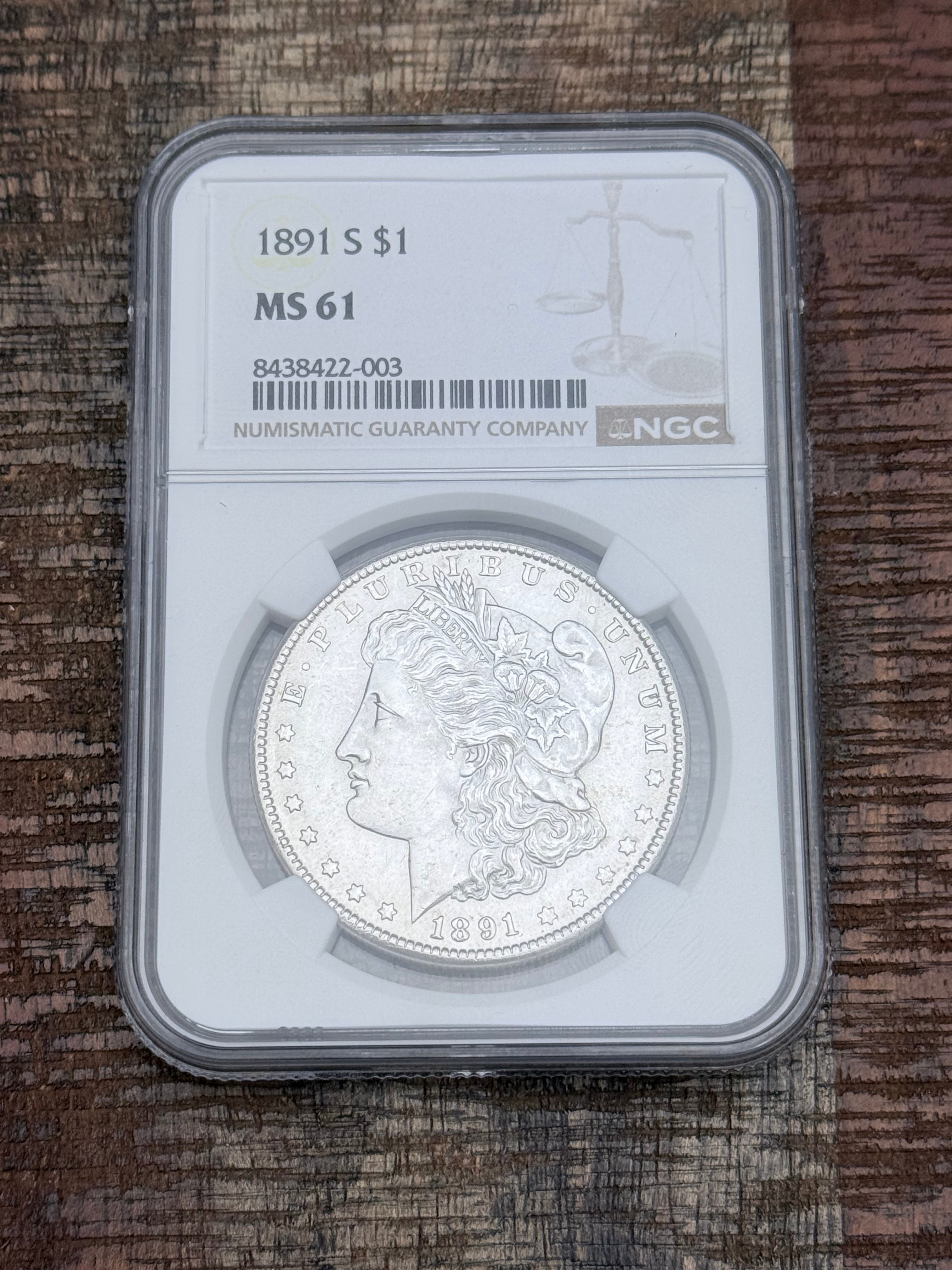 1891-S $1 US Morgan Silver Dollar ~ NGC MS61