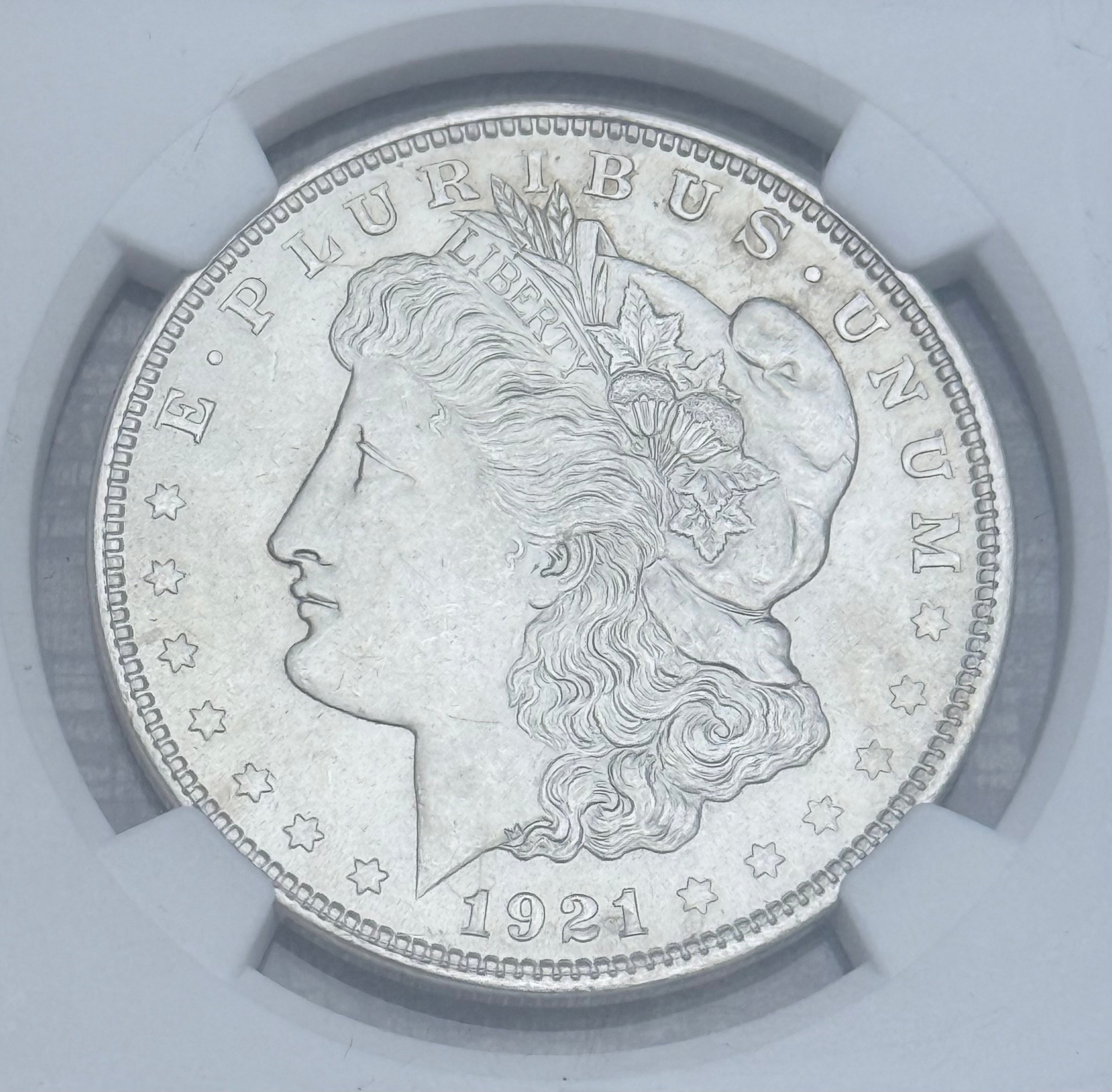 1921 $1 US Morgan Silver Dollar ~ NGC Brilliant Uncirculated ~ Original Bag Fragment*