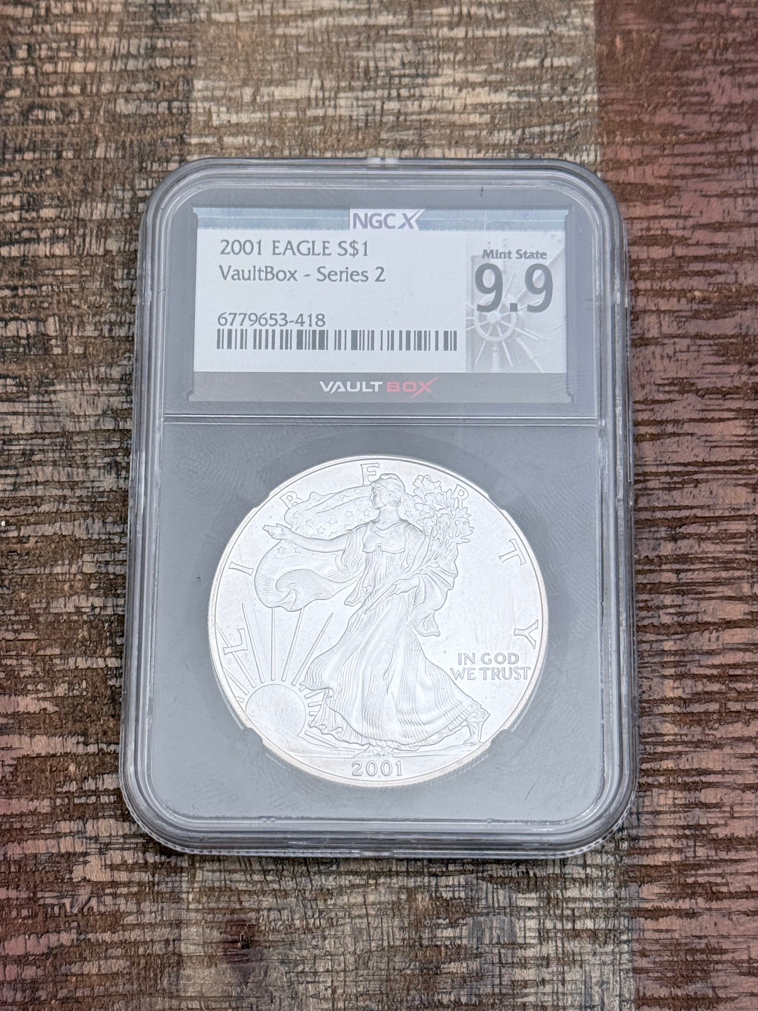 2001 $1 American Silver Eagle NGCX graded MS9.9