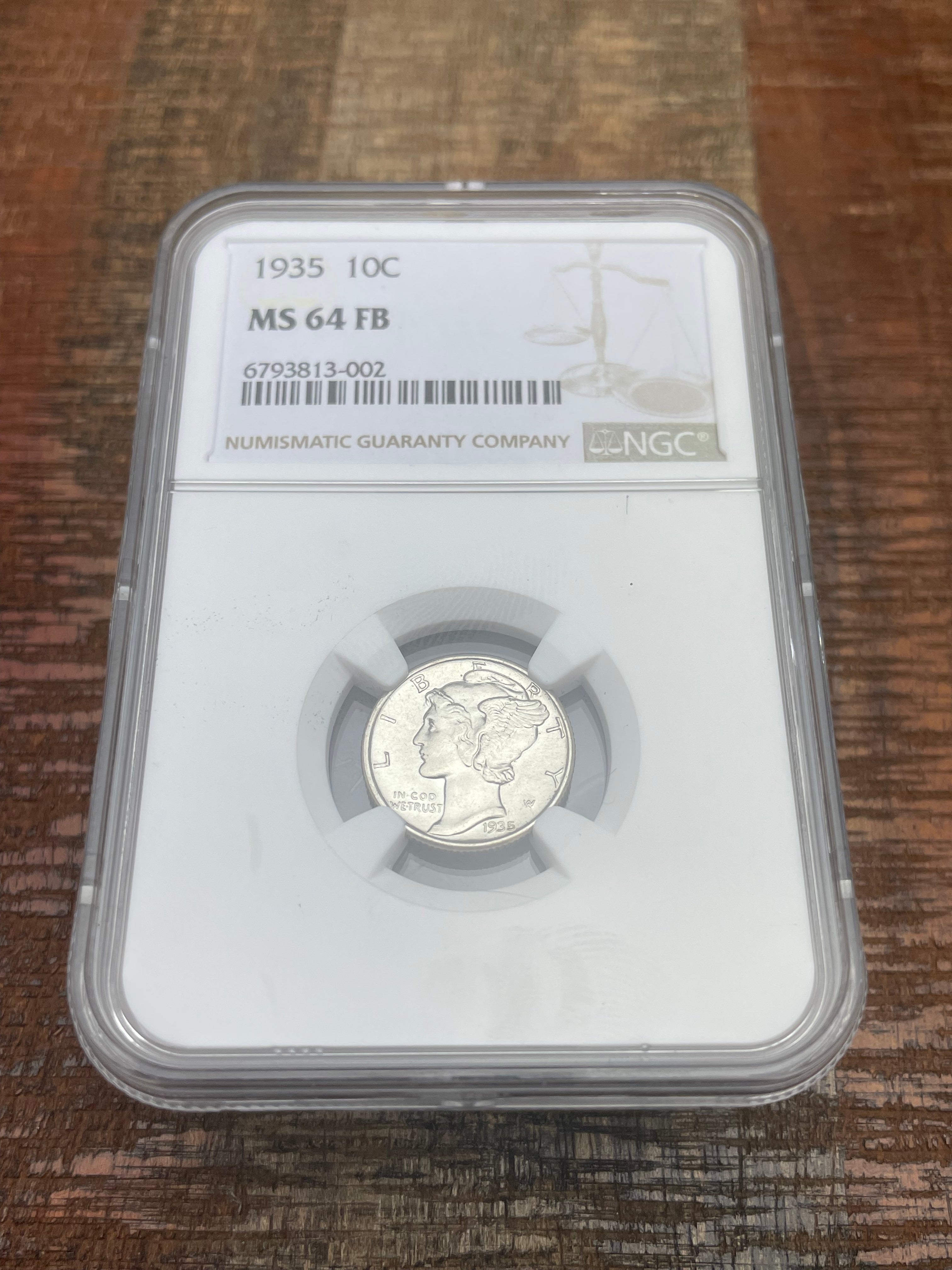 1935  10C Mercury Dime ~ NGC MS64 FB