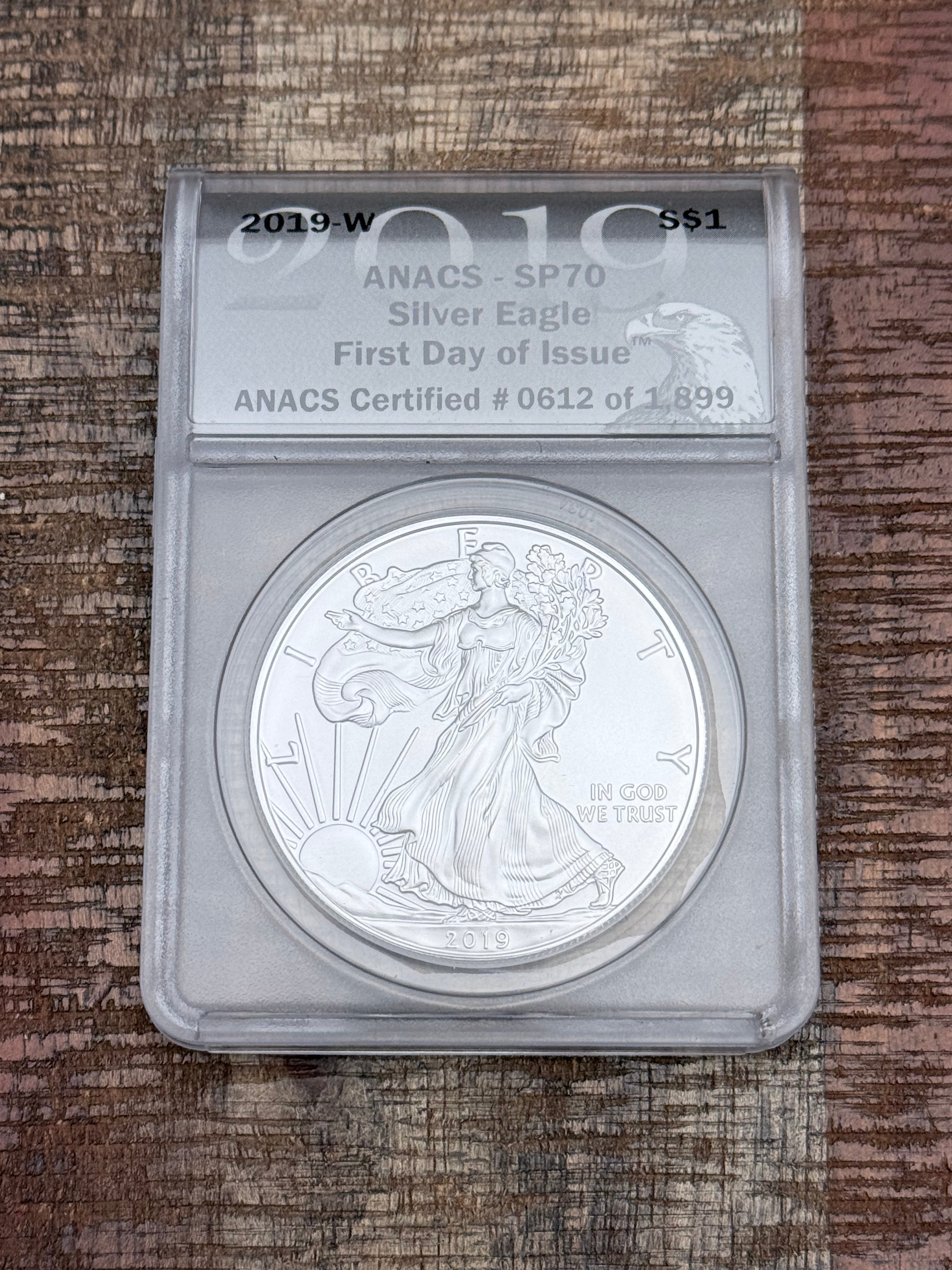 2019-W $1 American Silver Eagle ~ ANACS SP70 ~ FDOI