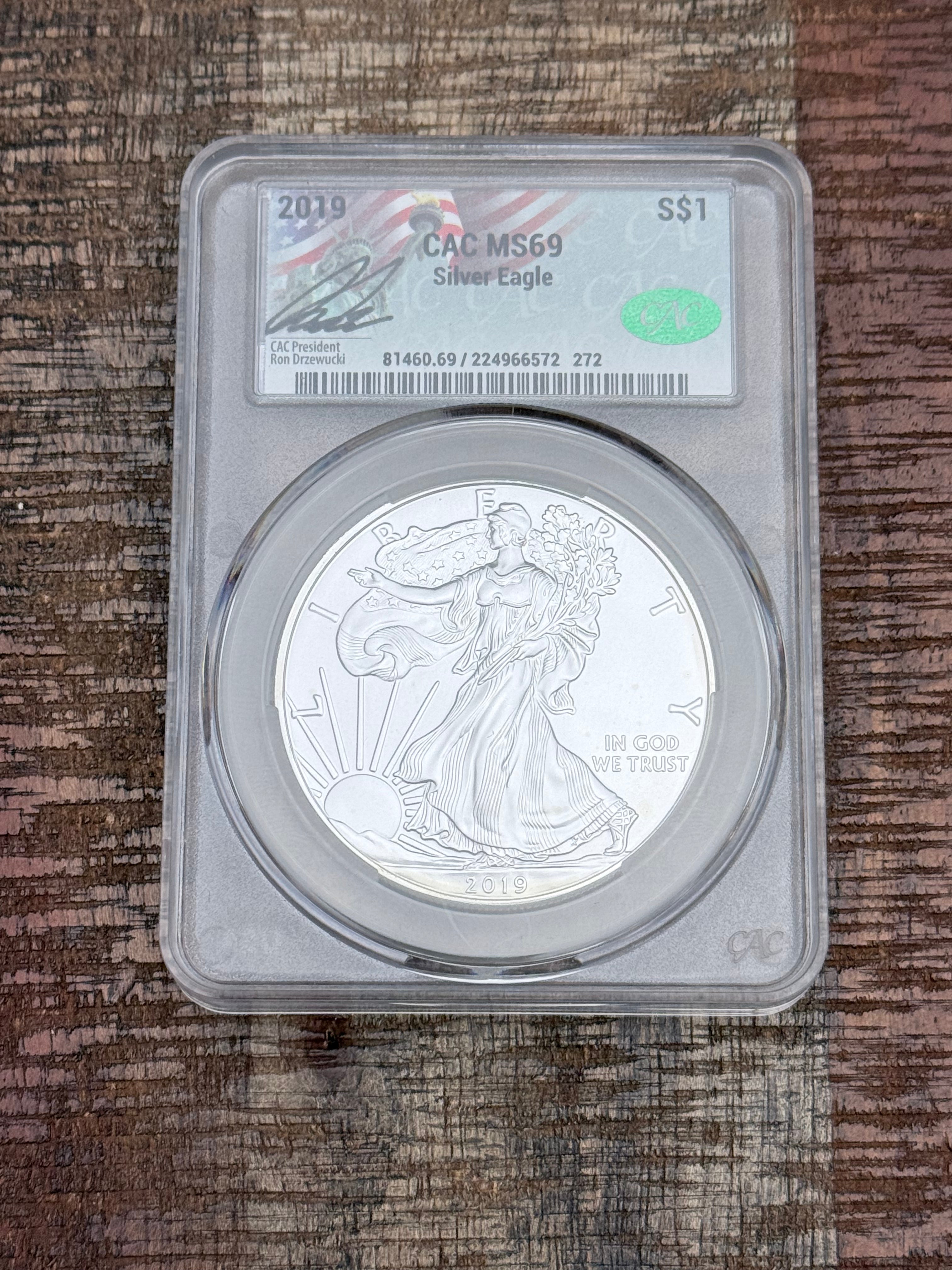 2019 $1 American Silver Eagle ~ CAC graded MS69