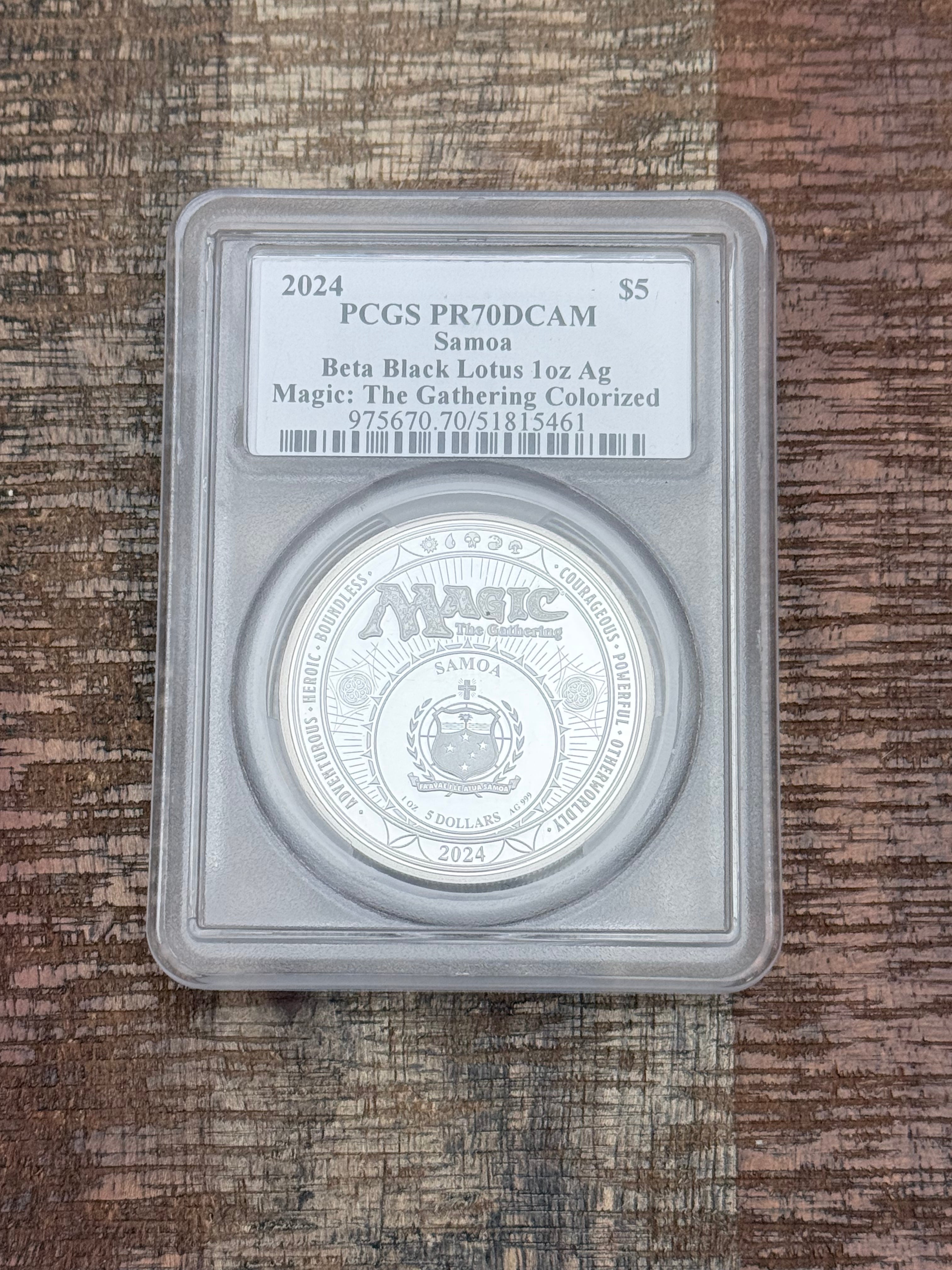 2024 $5 Samoa Beta Black Lotus~Magic: The Gathering Colorized ~ PCGS PR70DCAM