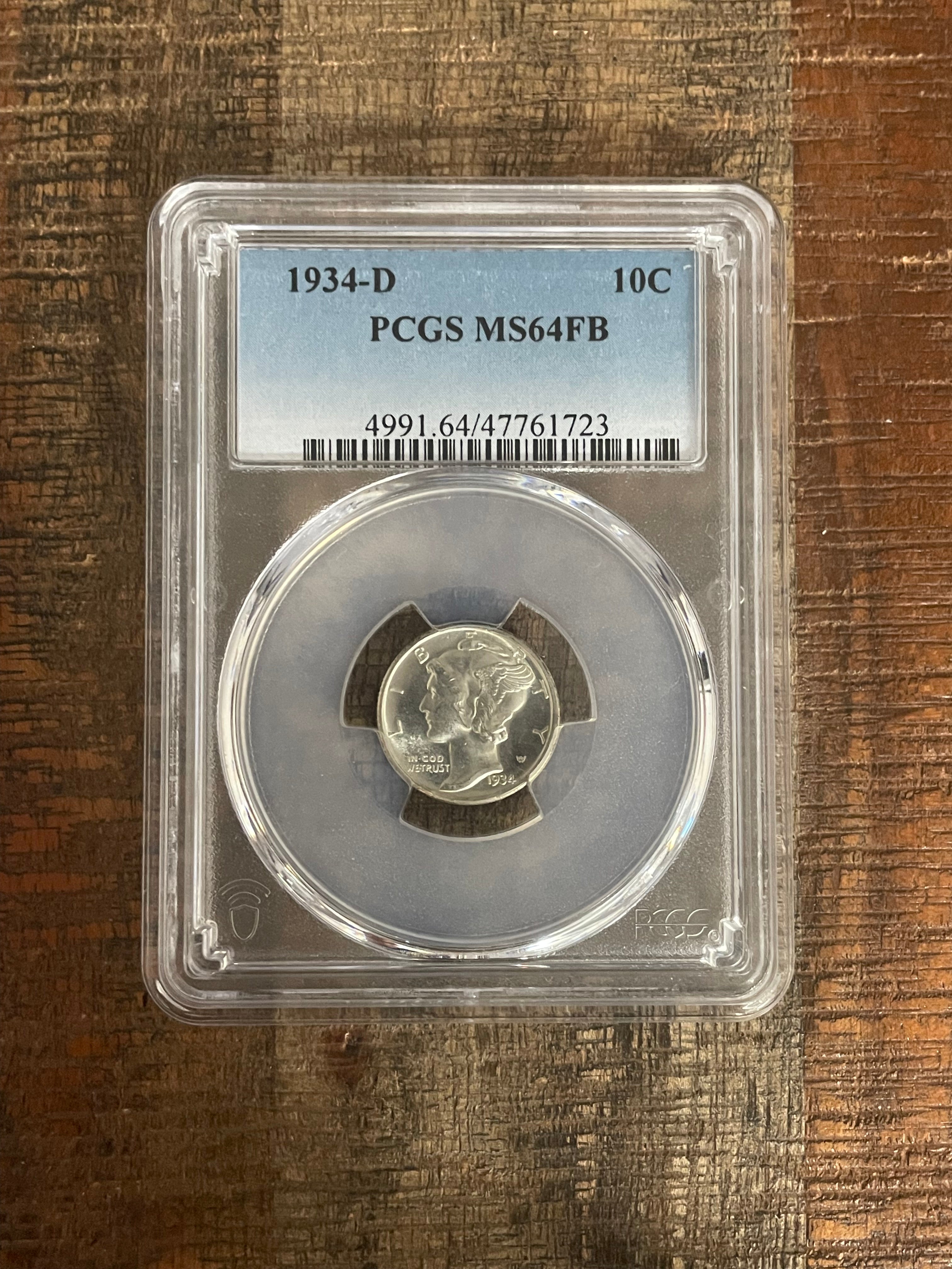 1934-D 10C Mercury Dime ~ PCGS MS64 FB