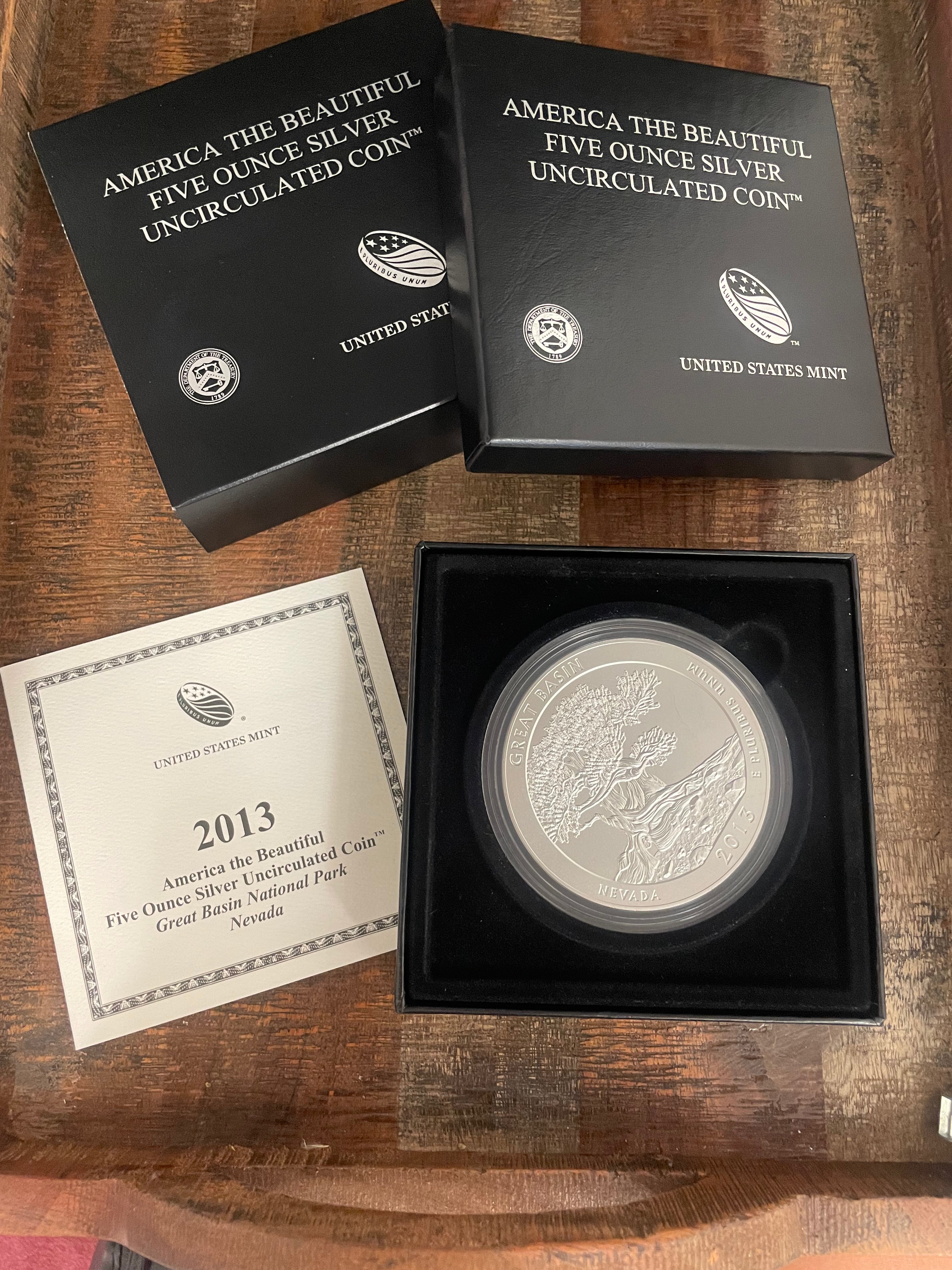 2013 25C America the Beautiful Great Basin National Park Nevada ~5oz Silver~ In Box with COA