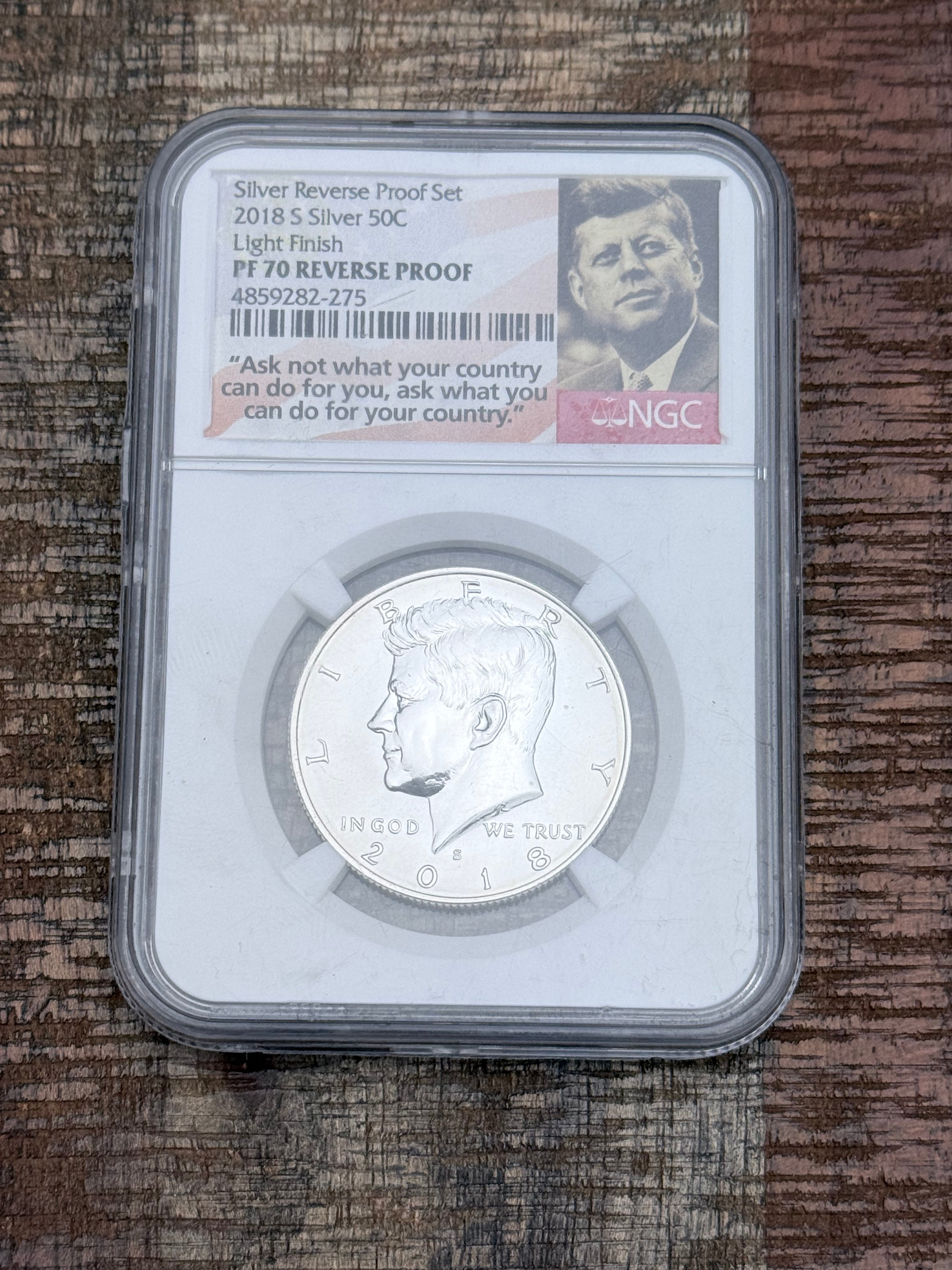 2018-S 50C Silver Kennedy Half Dollar~Silver Reverse Proof Set~ Light Finish ~NGC PF70 Reverse Proof