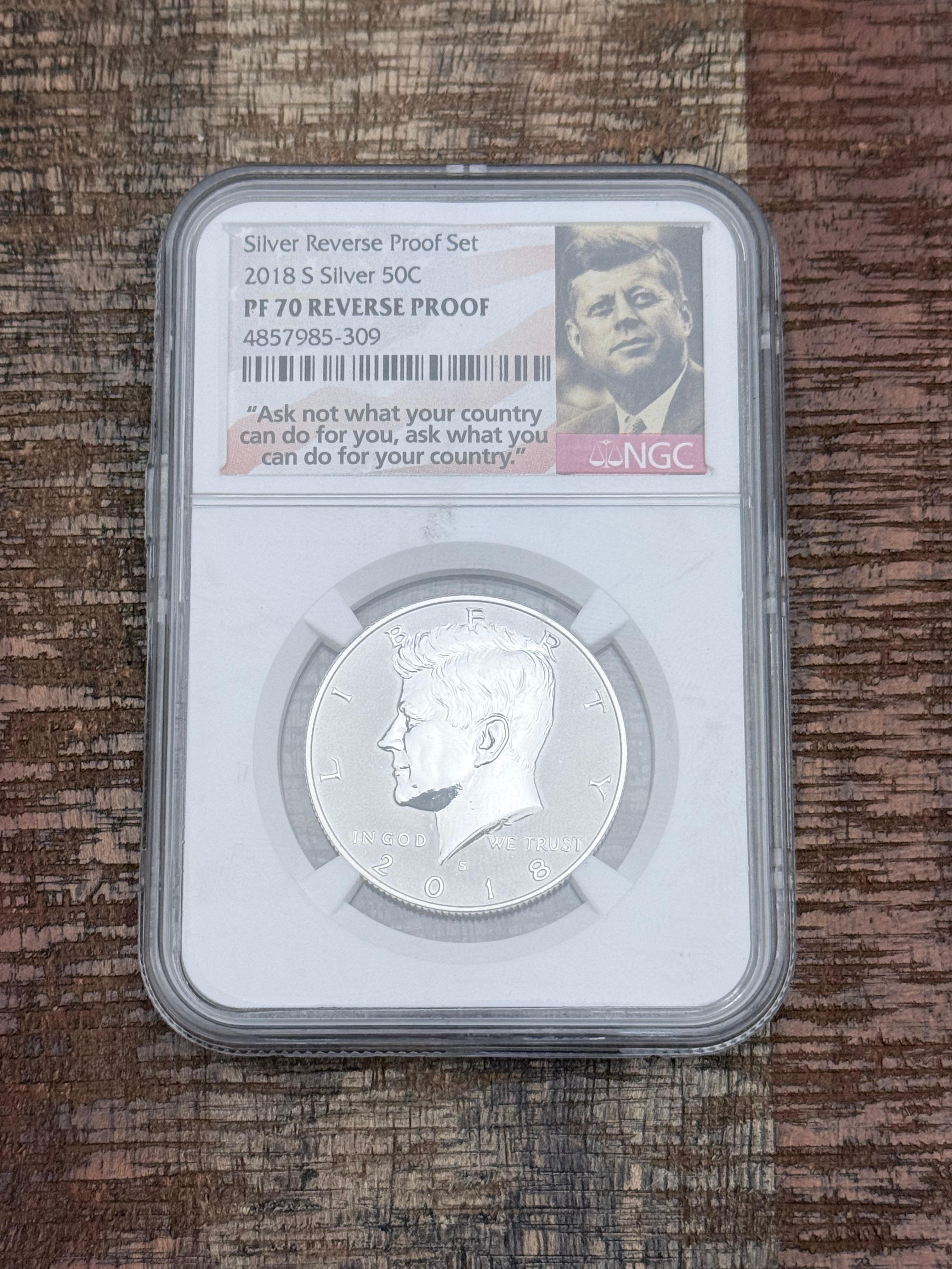 2018-S 50C Silver Kennedy Half Dollar~Silver Reverse Proof Set ~ NGC PF70 Reverse Proof