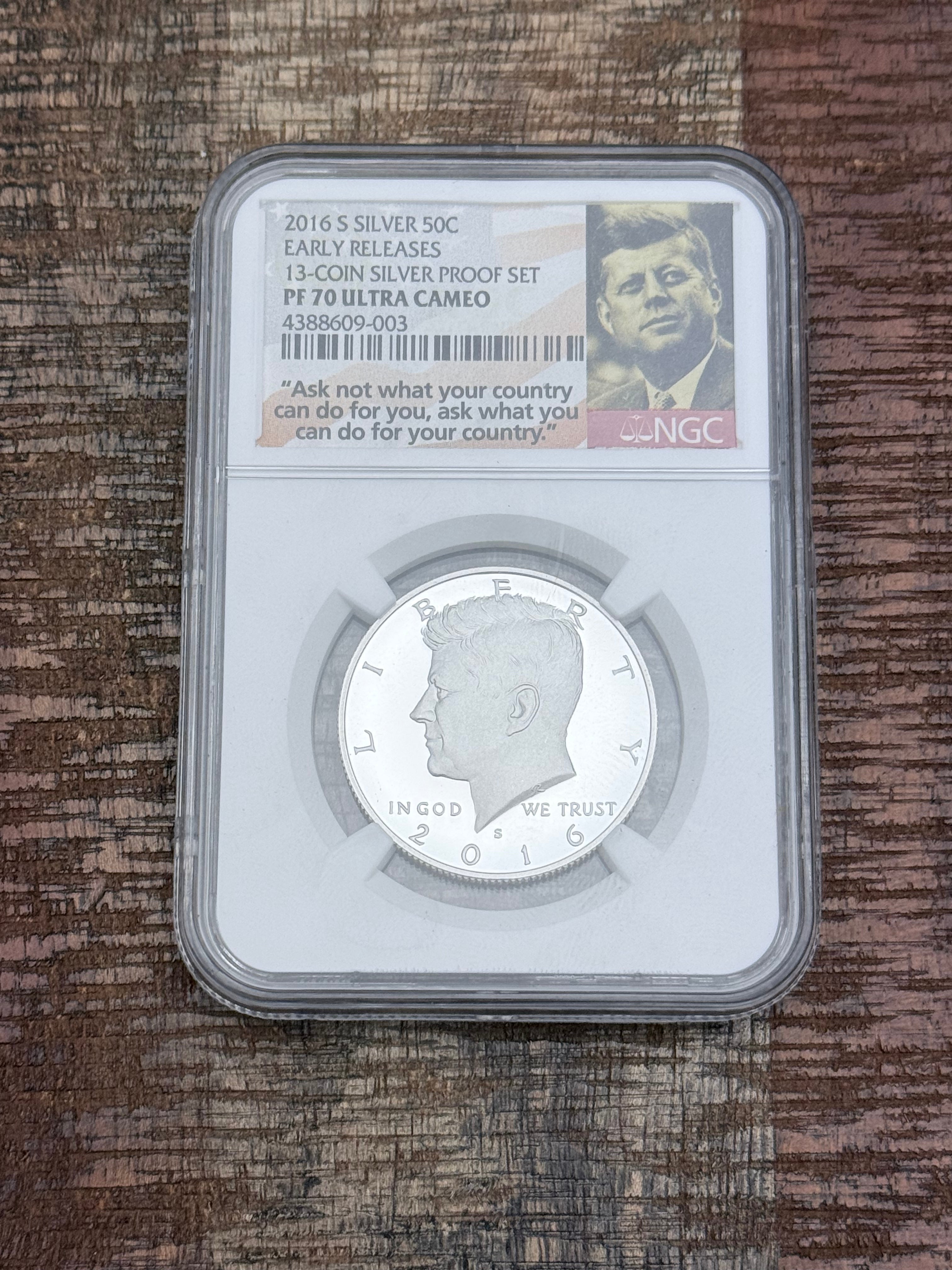 2016-S 50C Silver Kennedy Half Dollar~Early Releases~13-Coin Silver Proof Set~NGC PF70 Ultra Cameo