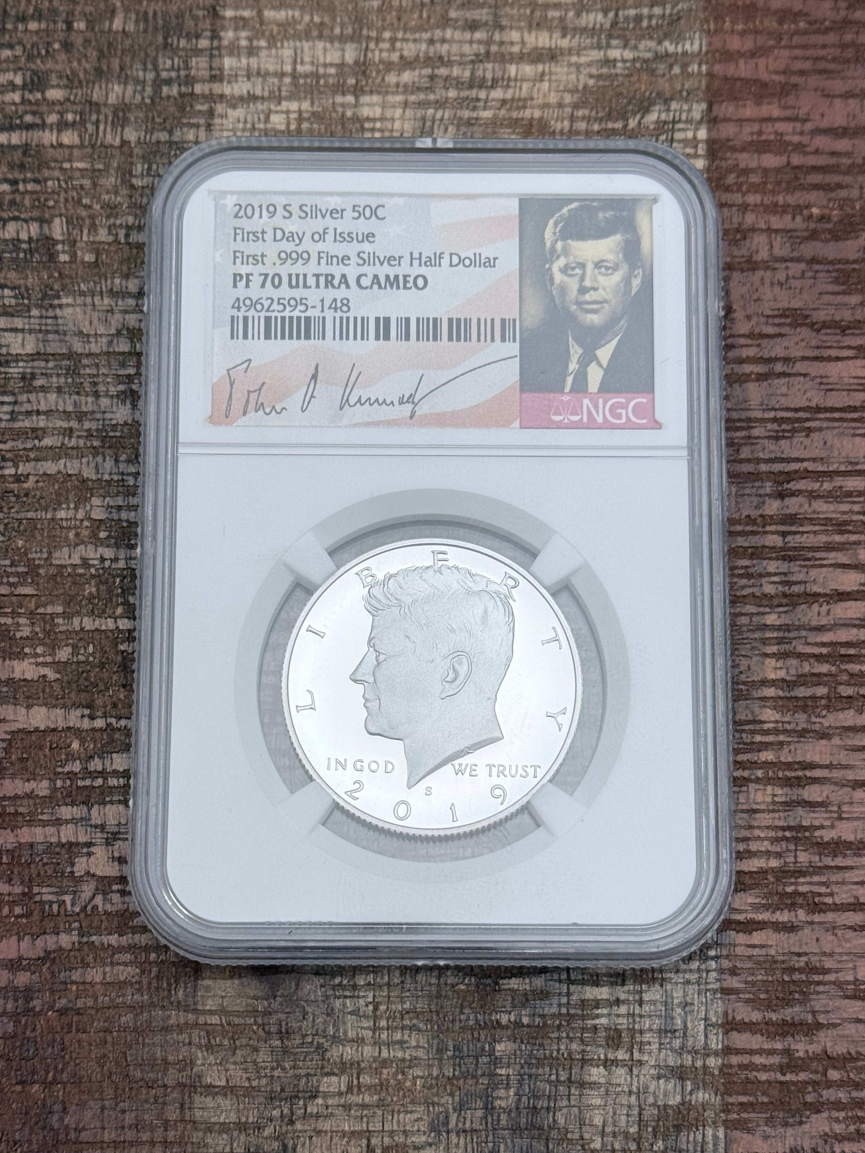 2019-S 50C Silver Kennedy Half Dollar~FDOI~First .999 Silver Half~NGC PF70 Ultra Cameo