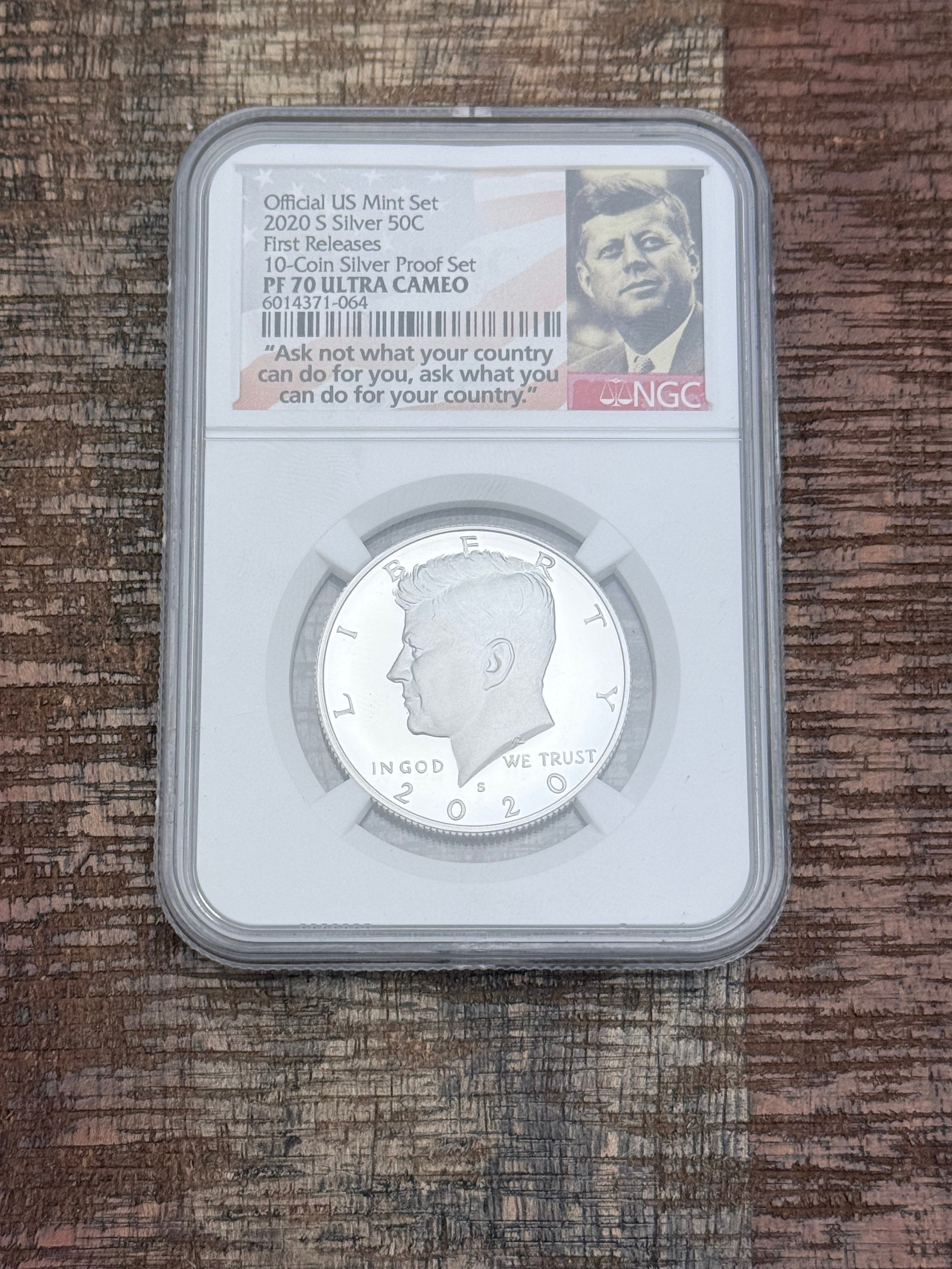 2020-S 50C Silver Kennedy Half Dollar~First Releases~10-Coin Silver Proof Set~NGC PF70 Ultra Cameo