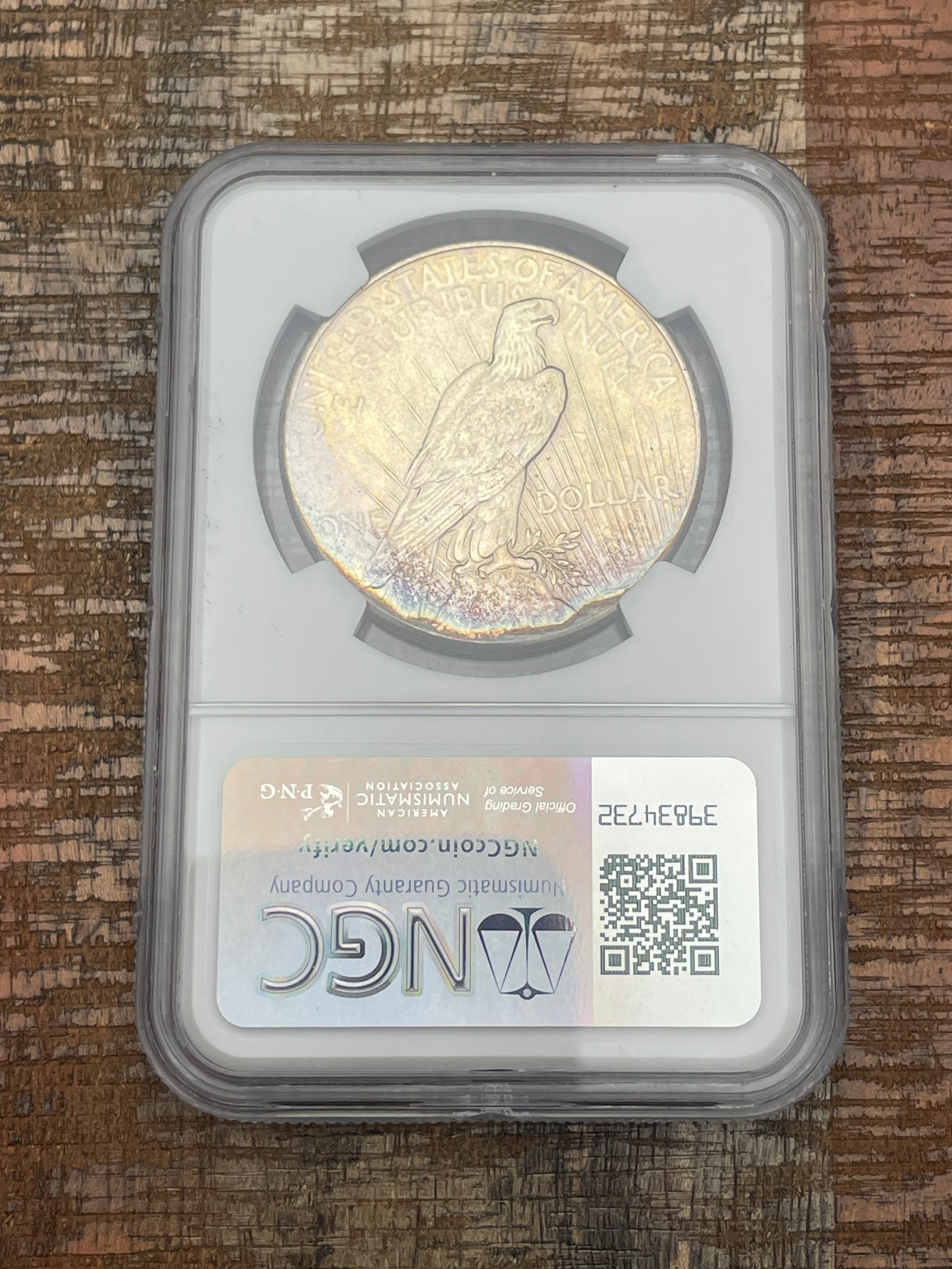 1925 $1 US Silver Peace Dollar NGC UNC Details ~ Cleaned ~ Beautifully Toned