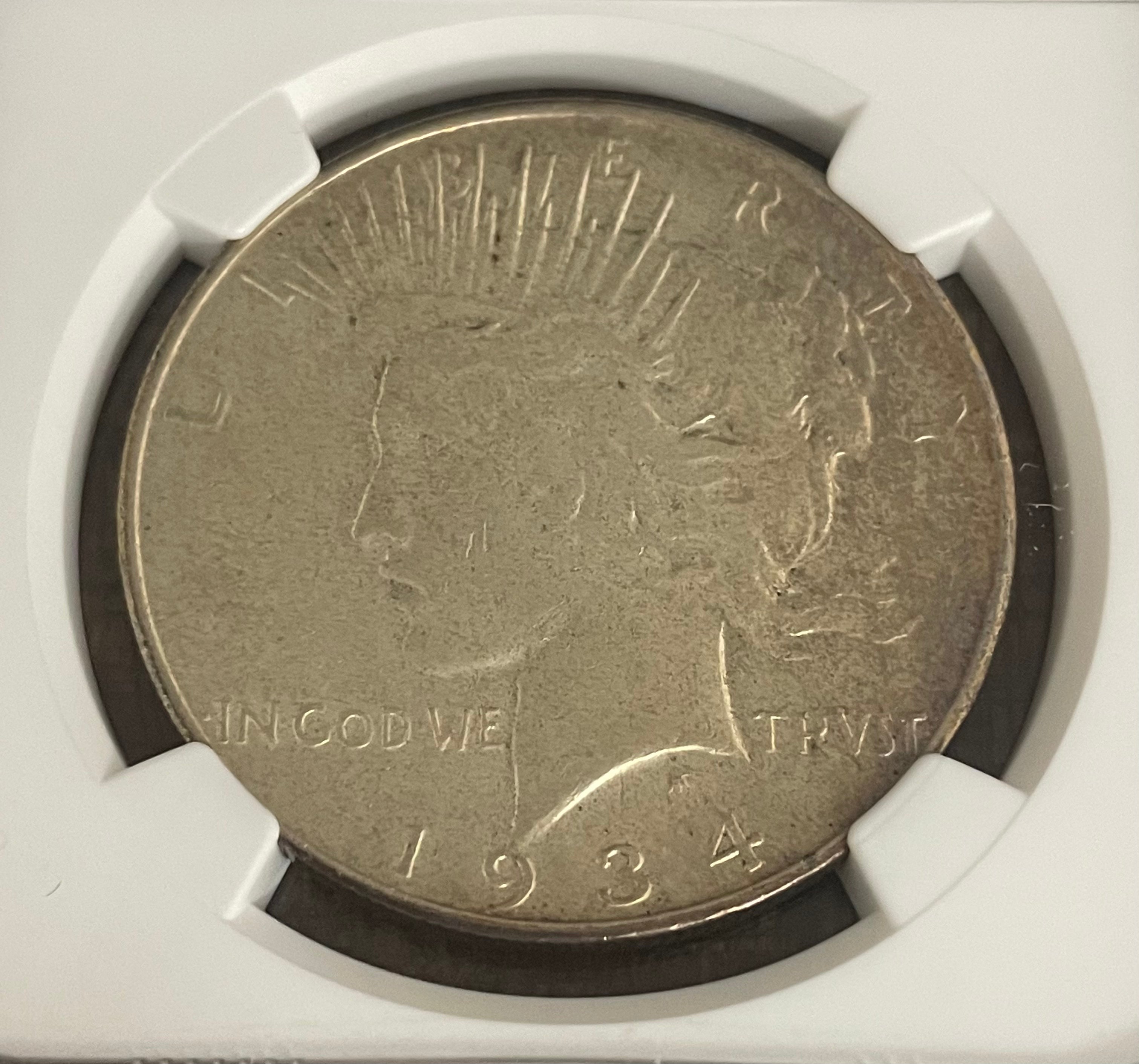 1934 D $1 US Silver Peace Dollar ~ NGC AU Details ~ REV Cleaned
