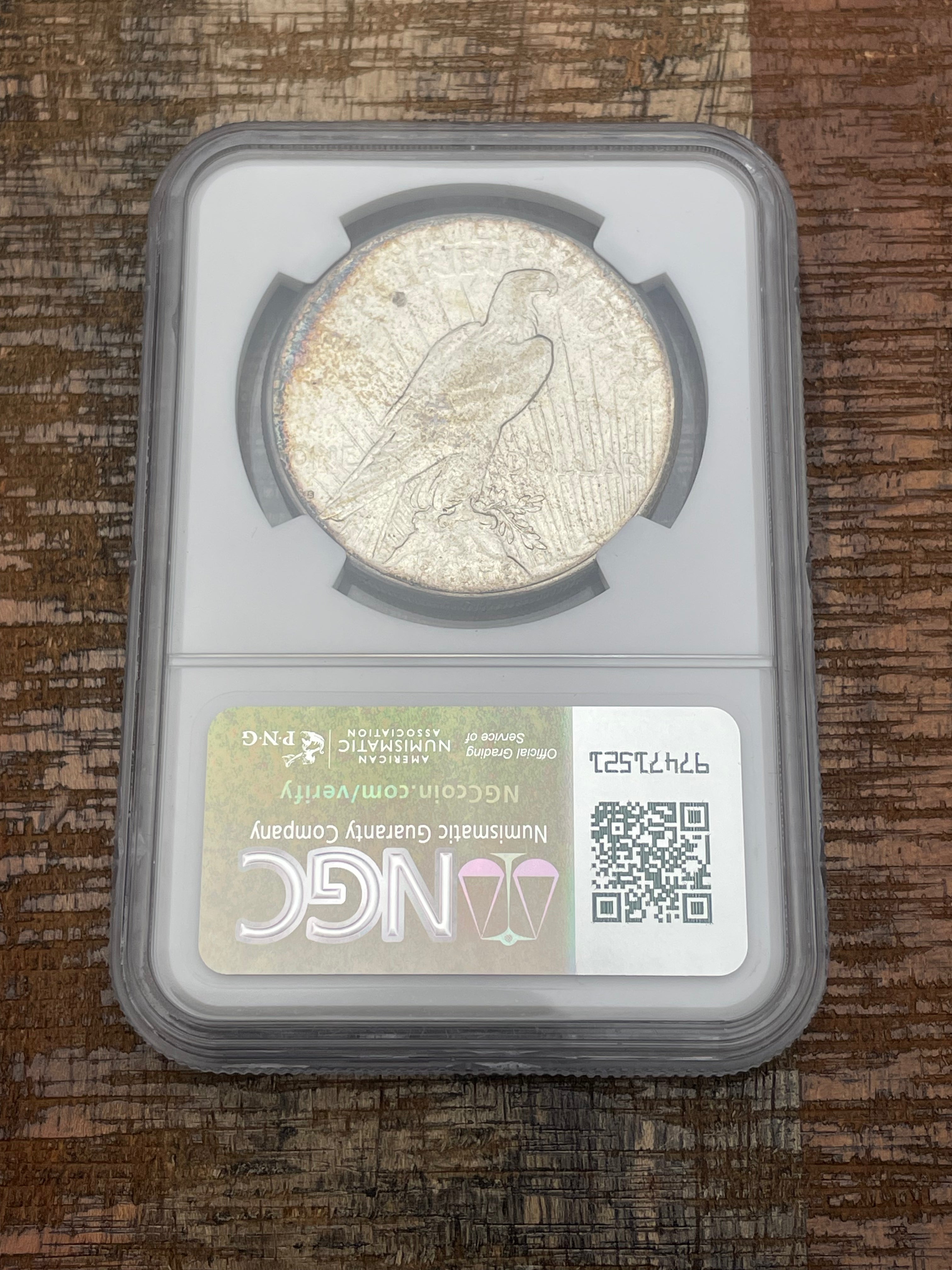 1922-S $1 US Peace Dollar NGC AU Details ~ Artificial Toning ~ Beautiful Toning
