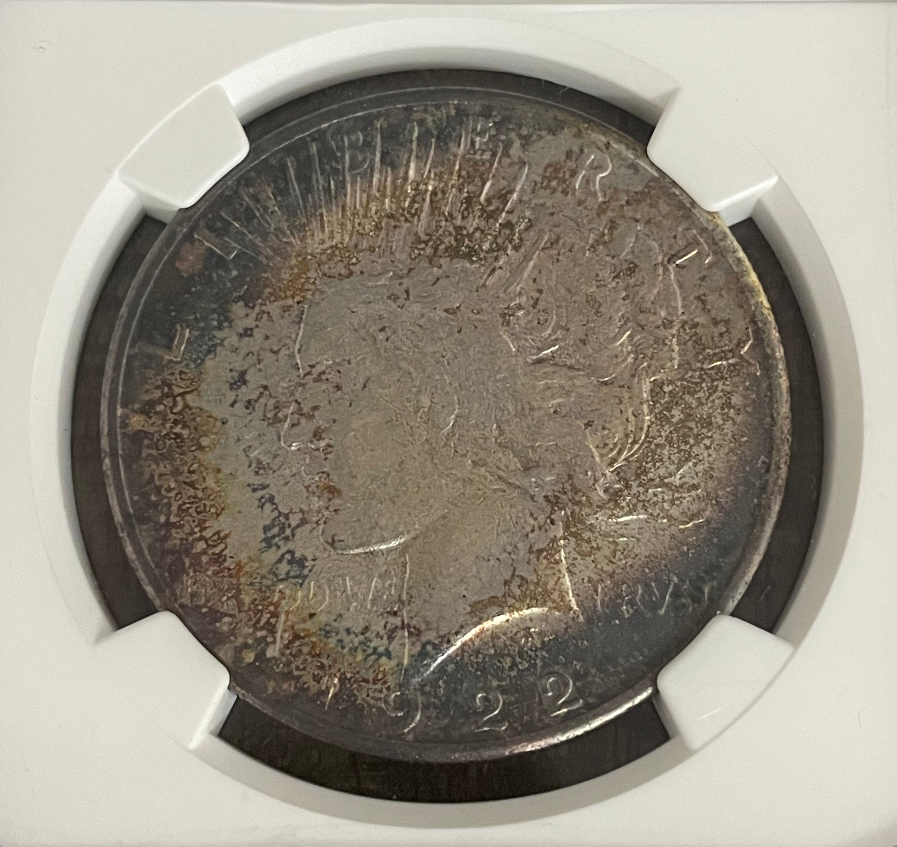 1922-S $1 US Peace Dollar NGC AU Details ~ Artificial Toning ~ Beautiful Toning