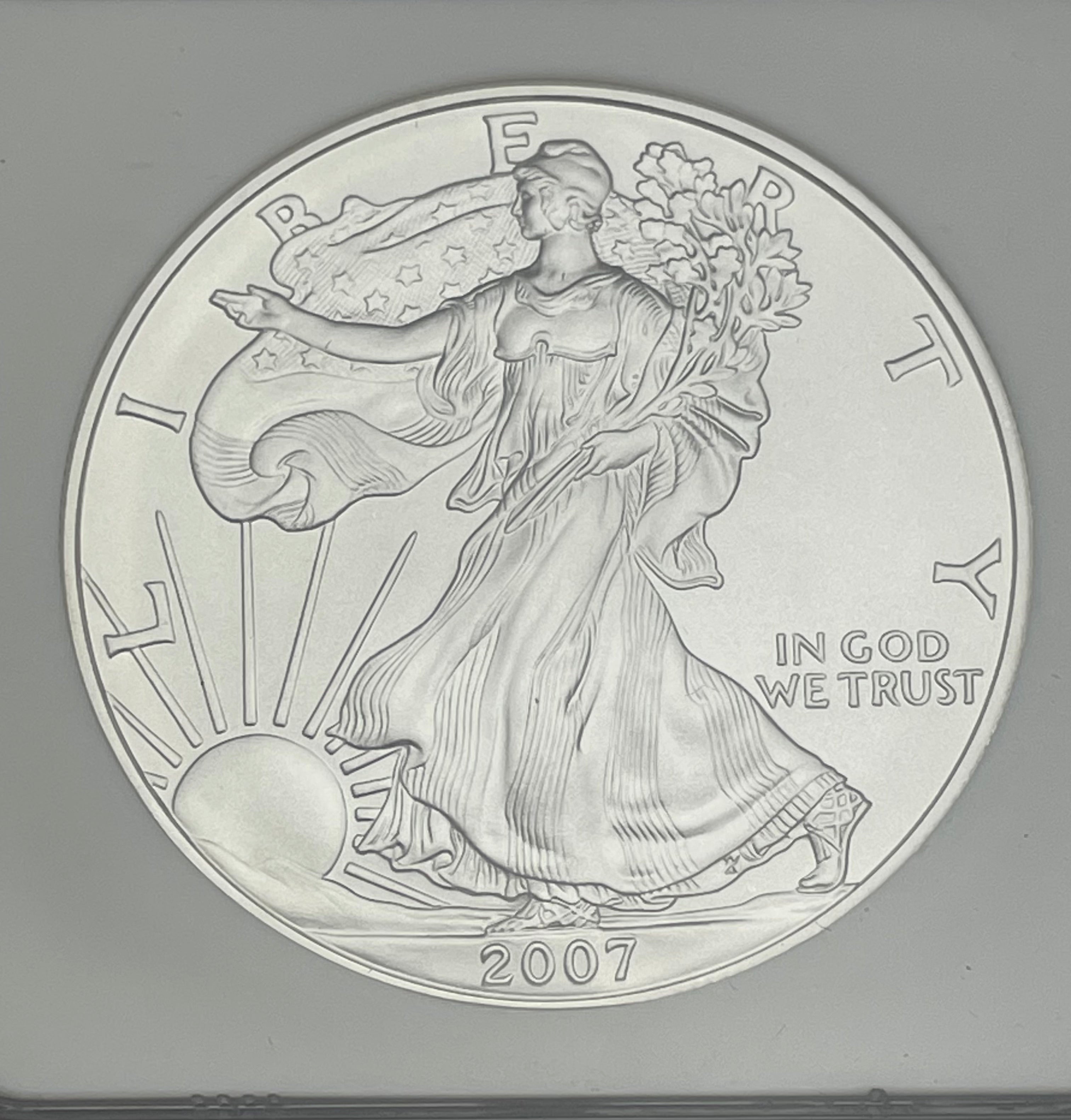 2007-W $1 US American Silver Eagle~NGC MS70 ~ COA