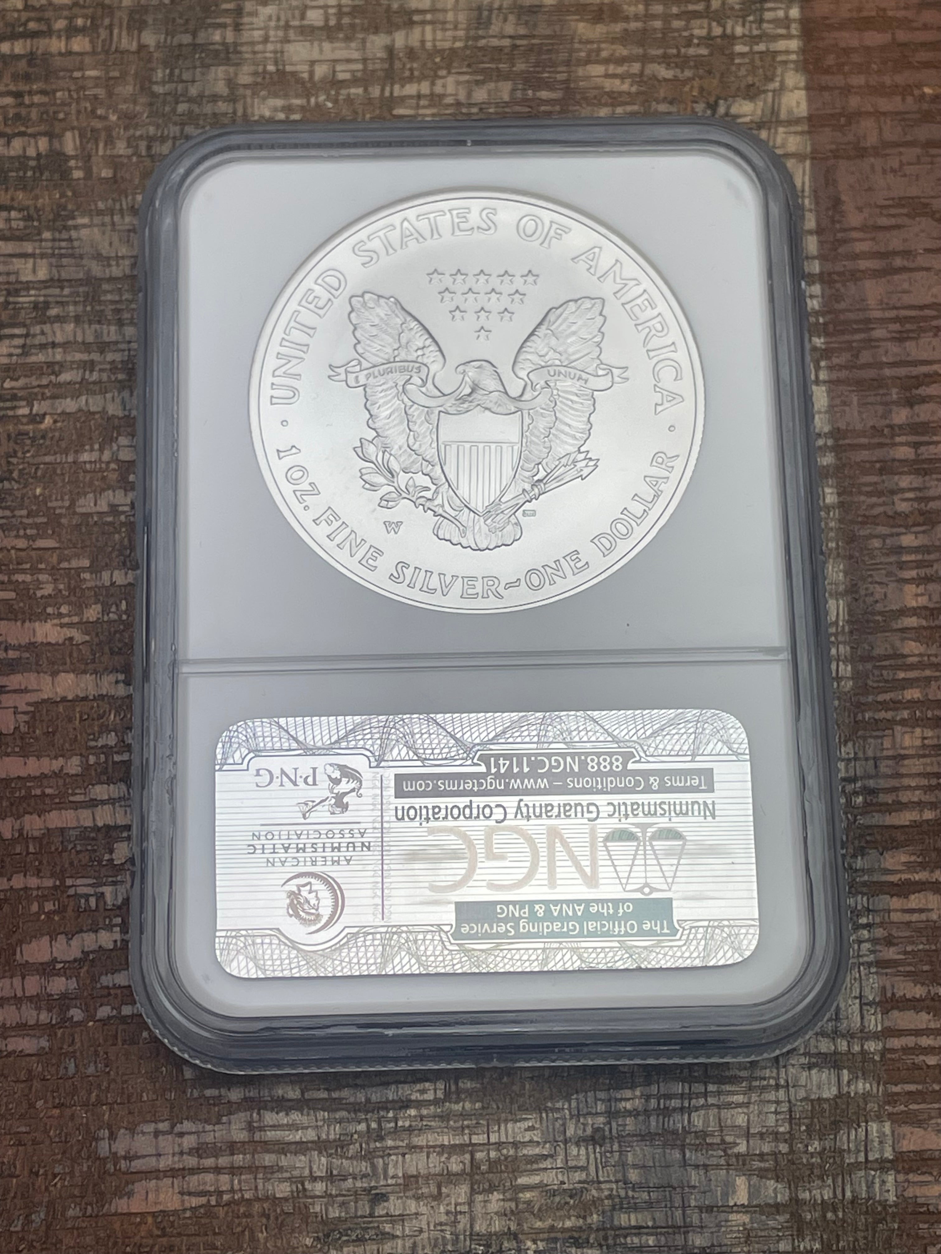 2007-W $1 US American Silver Eagle~NGC MS70 ~ COA