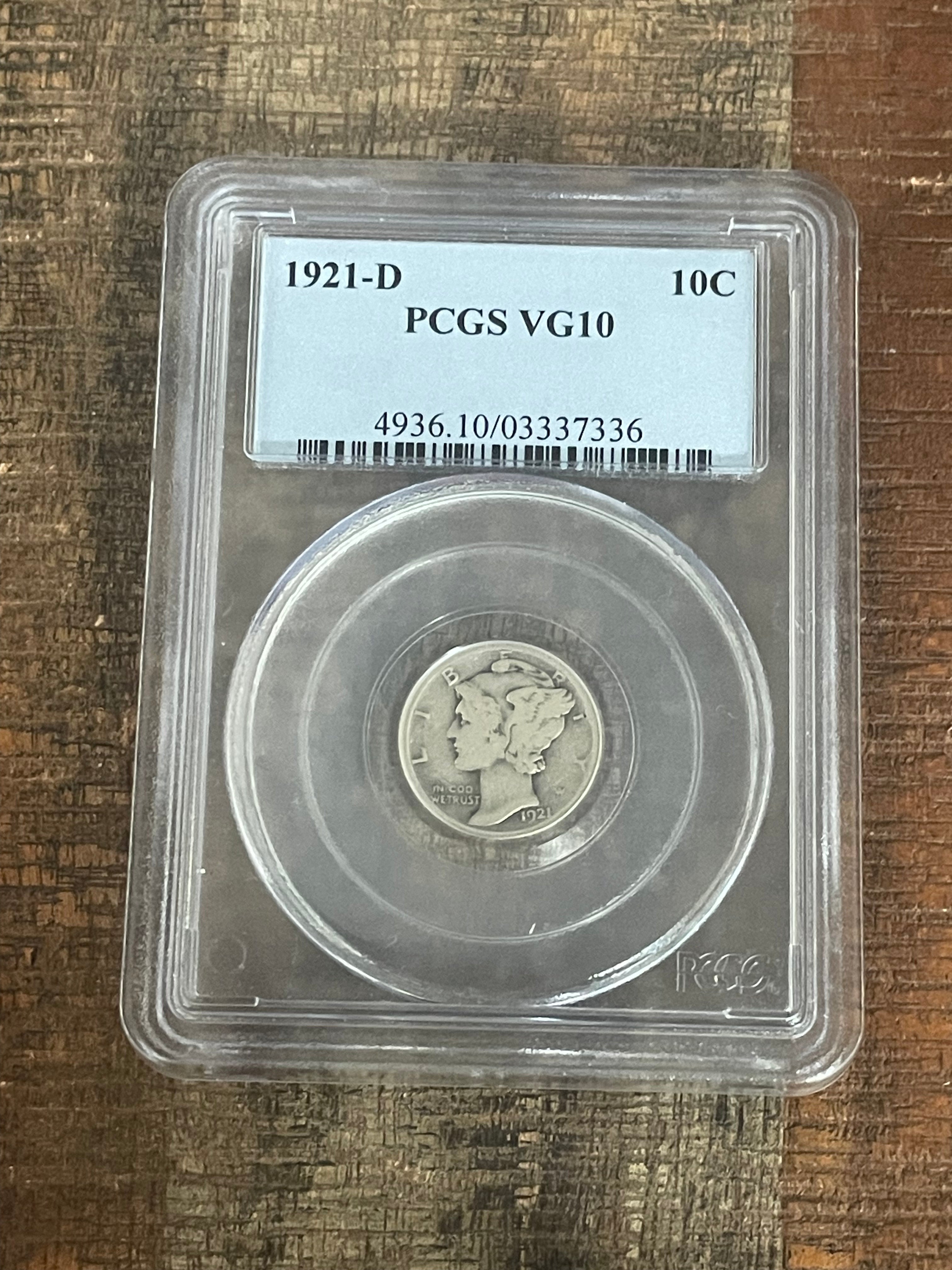 1921-D 10c US Mercury Dime ~ 90% silver ~ PCGS VG10