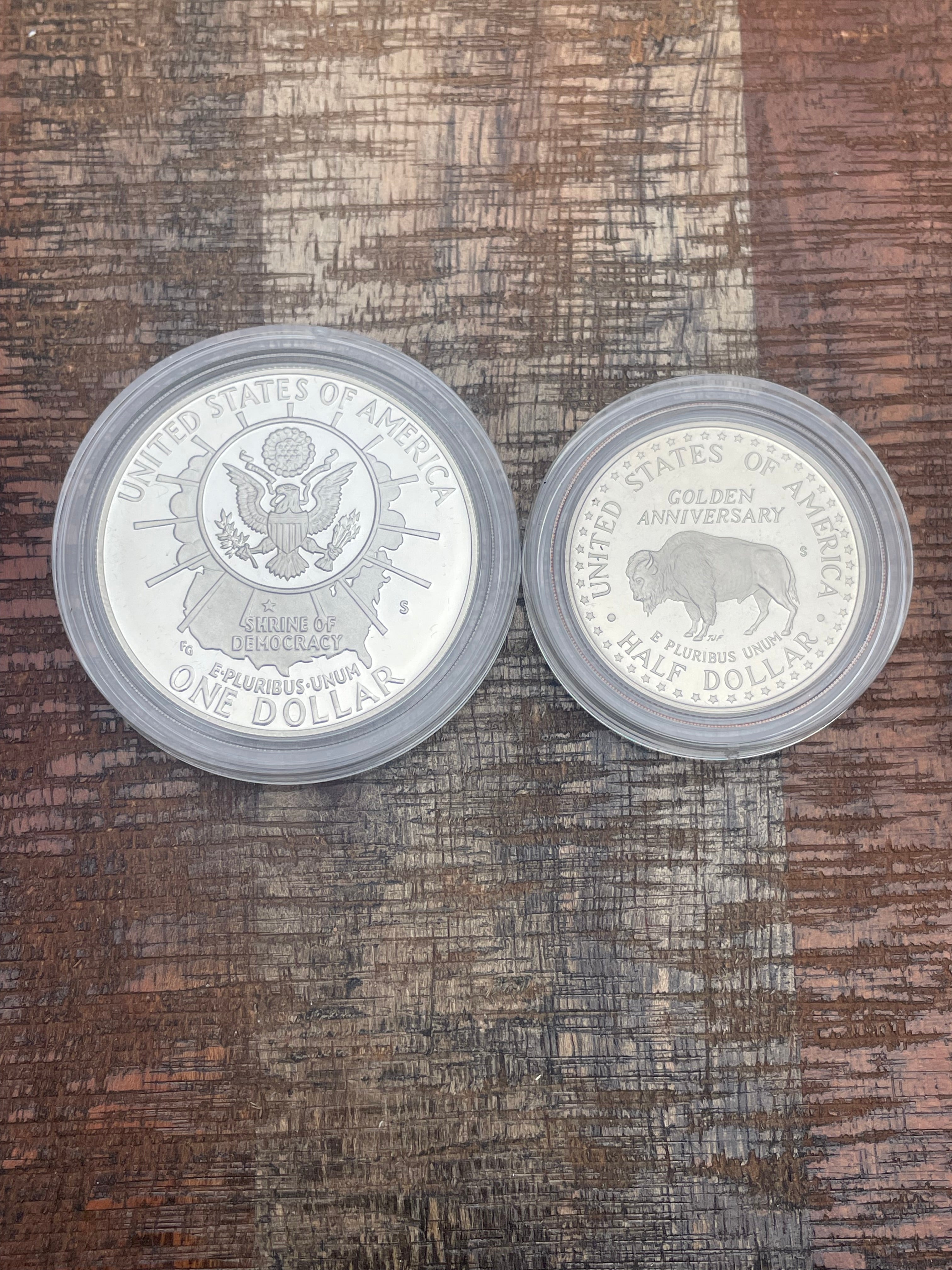 1991 Mount Rushmore Anniversary Coins~ Two-Coin Proof Set~Silver Dollar/Clad Half~ OGP with COA