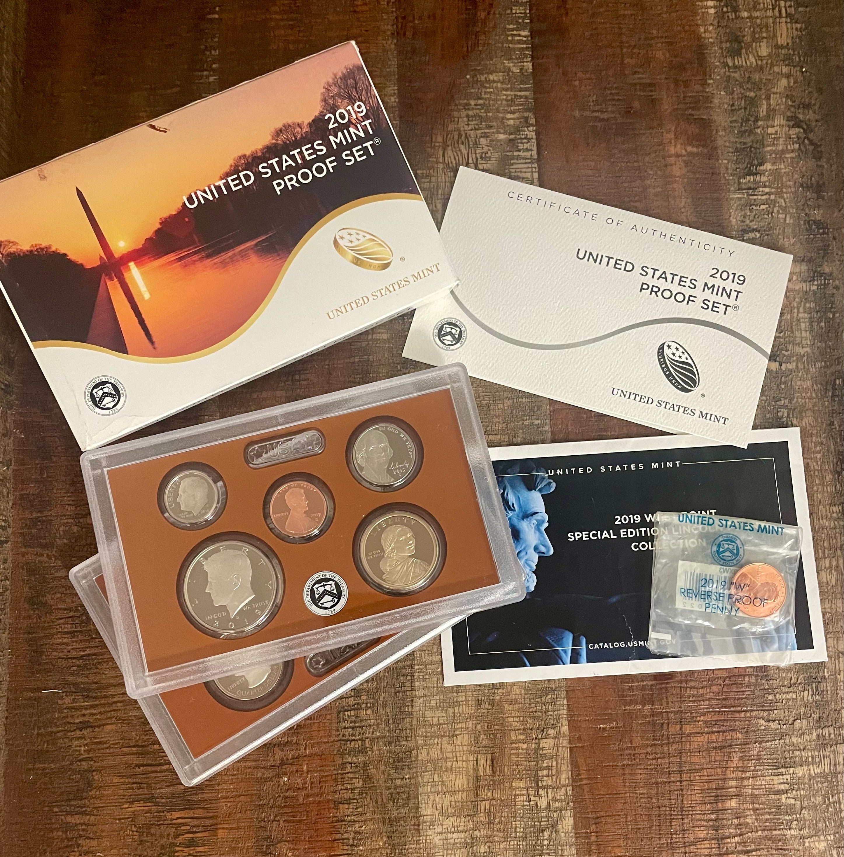 2019 US Proof Coin Set~10 coin set~ In OGP with COA ~ Includes W Proof Penny in OGP ~