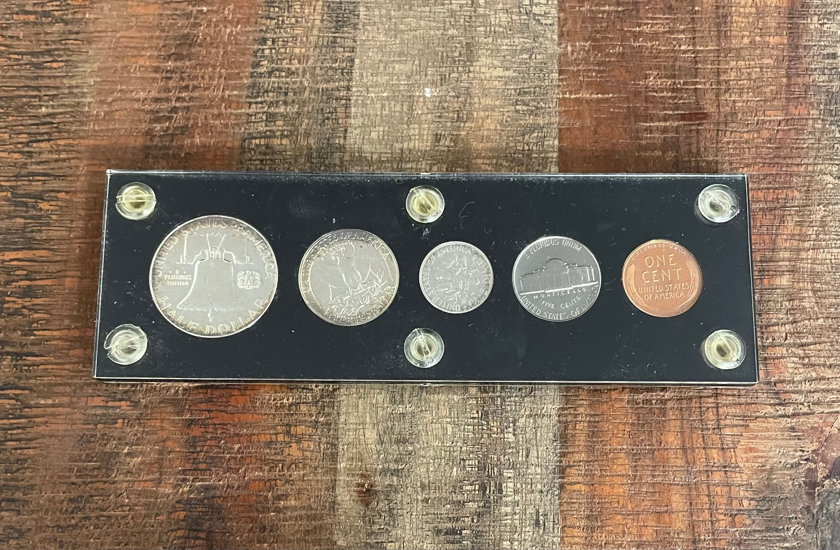1957 Proof Set in Plastic Capital Holder ~ 90% silver Half Dollar, Quarter, & Dime