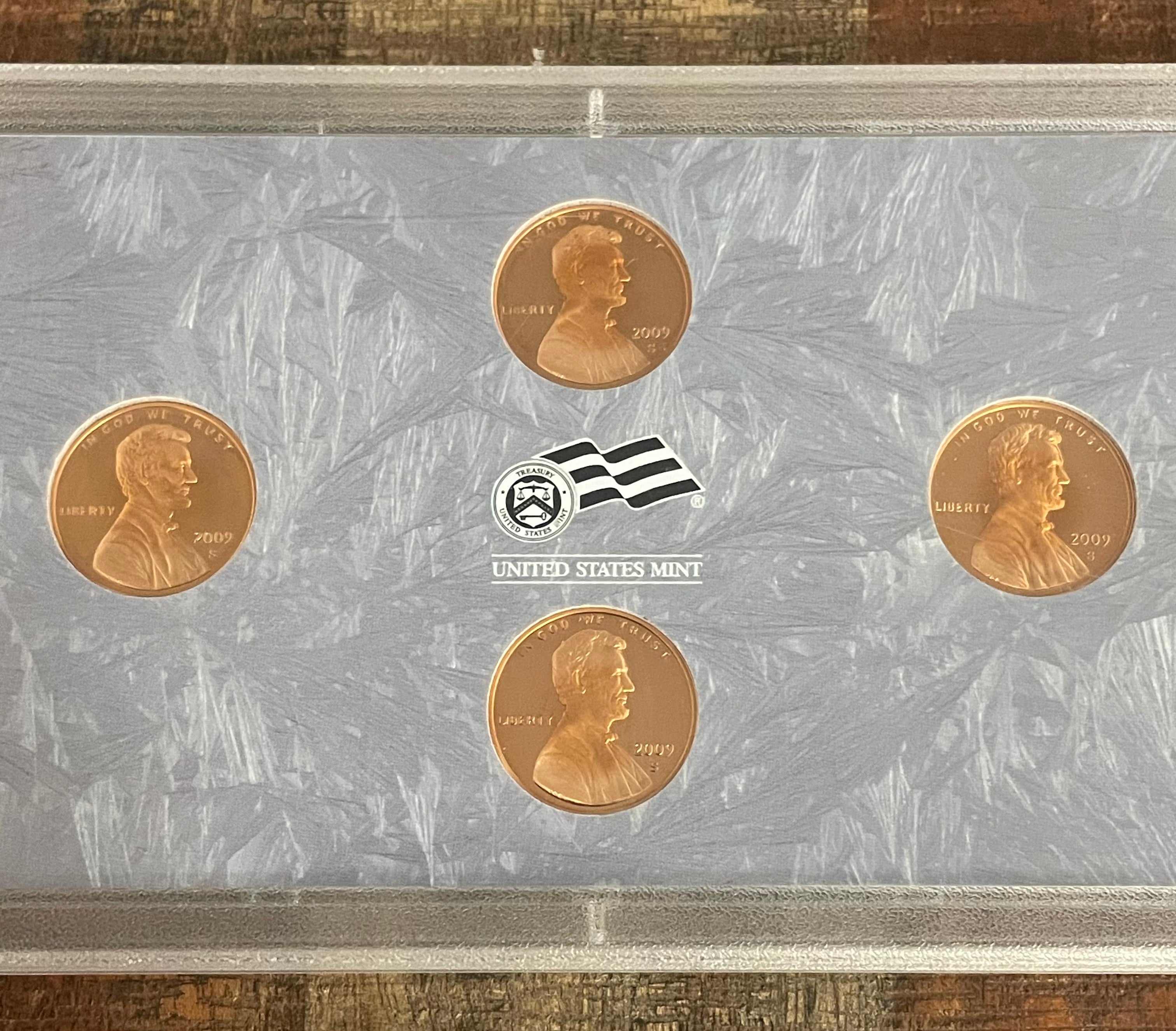 2009 US Mint Proof Lincoln Cents ~ 4 Coin Set ~ In OGP no outer box or COA
