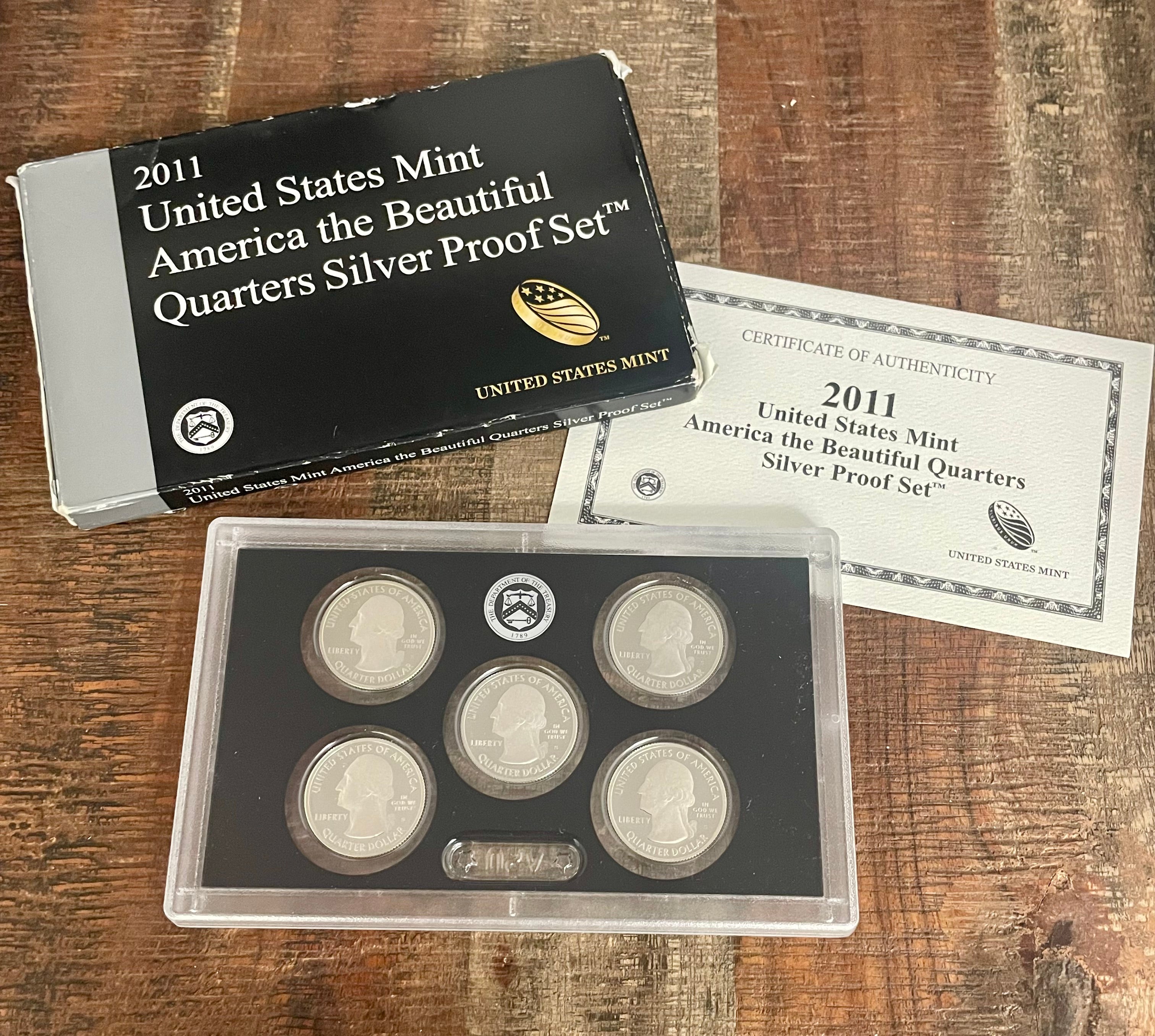 2011 US Mint America the Beautiful Quarters Silver Proof Set in OGP with COA