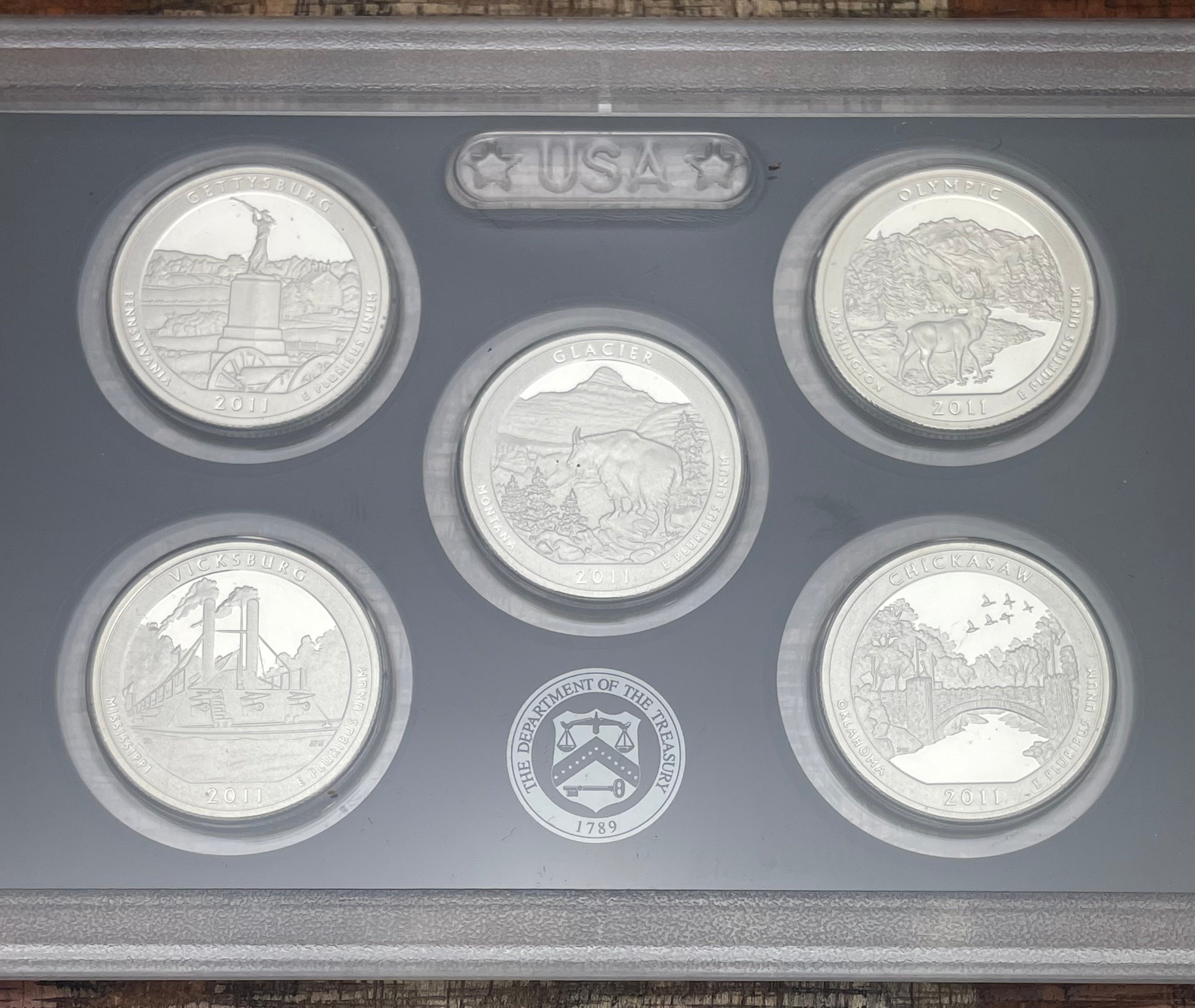 2011 US Mint America the Beautiful Quarters Silver Proof Set in OGP ~ NO BOX NO COA