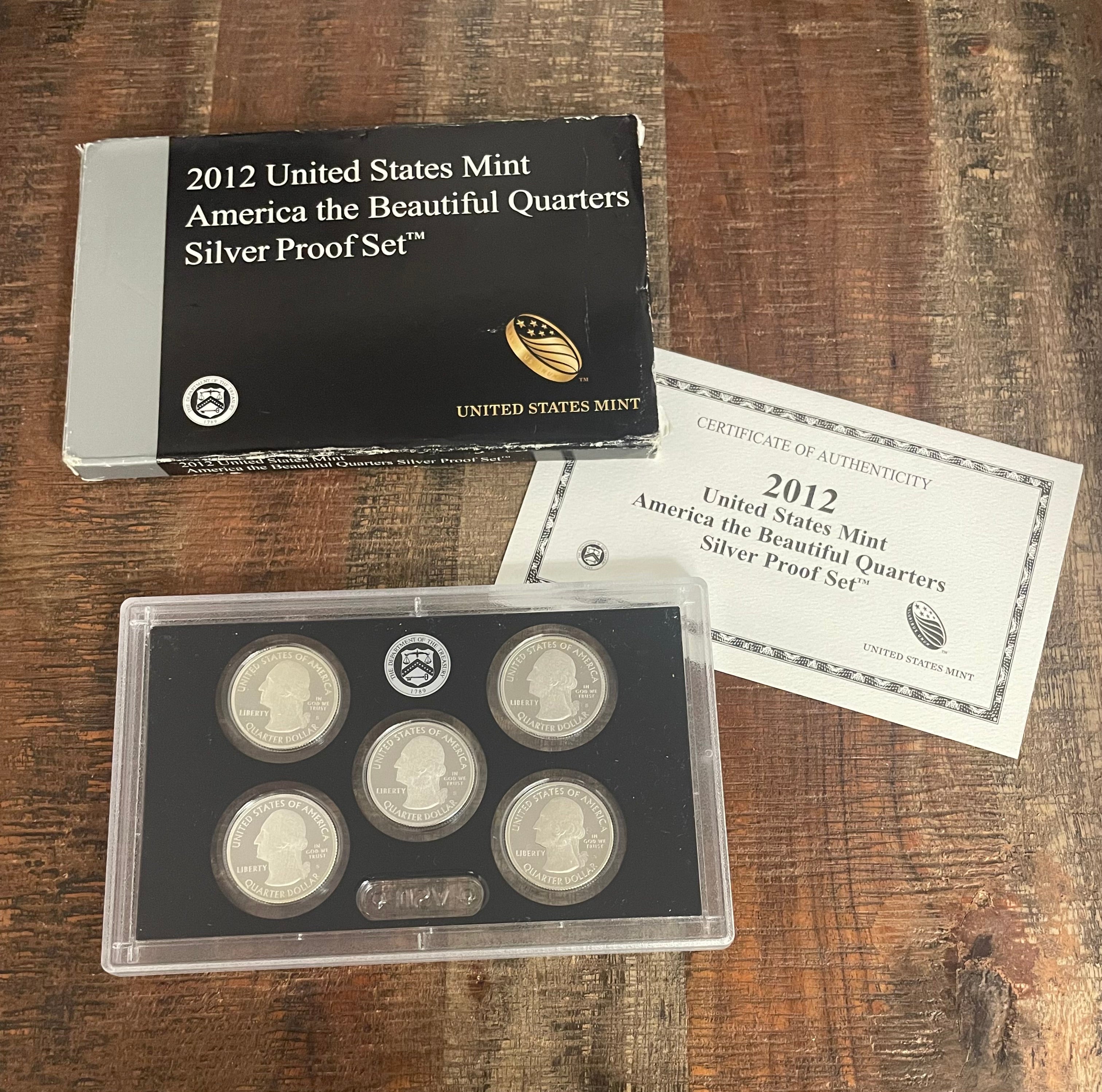 2012 US Mint America the Beautiful Quarters Silver Proof Set in OGP with COA