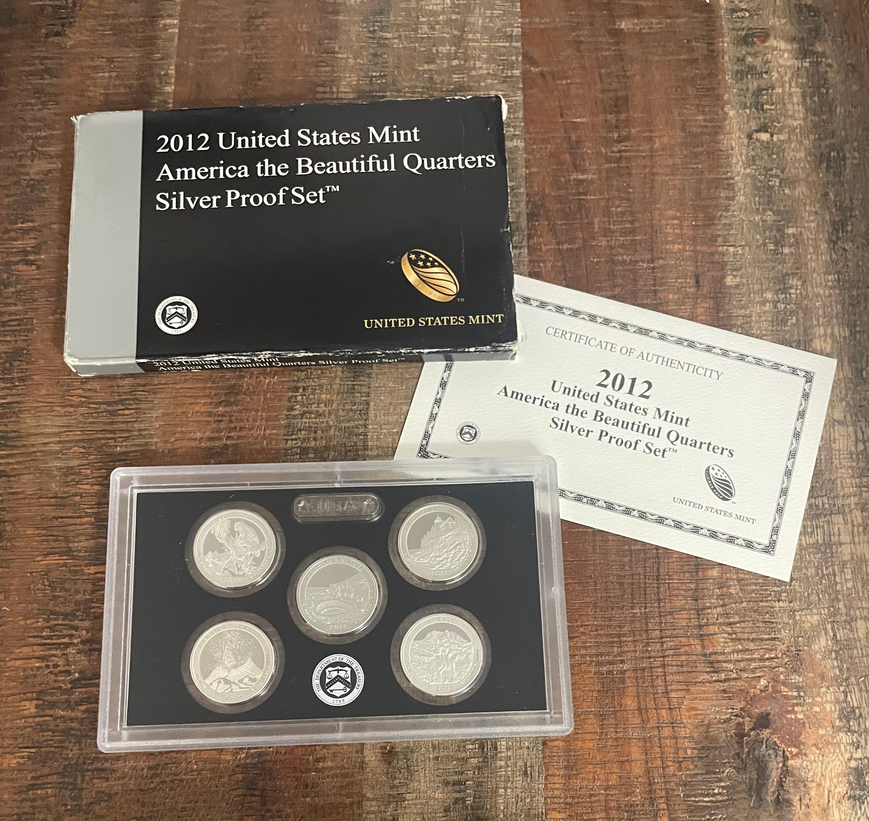 2012 US Mint America the Beautiful Quarters Silver Proof Set in OGP with COA