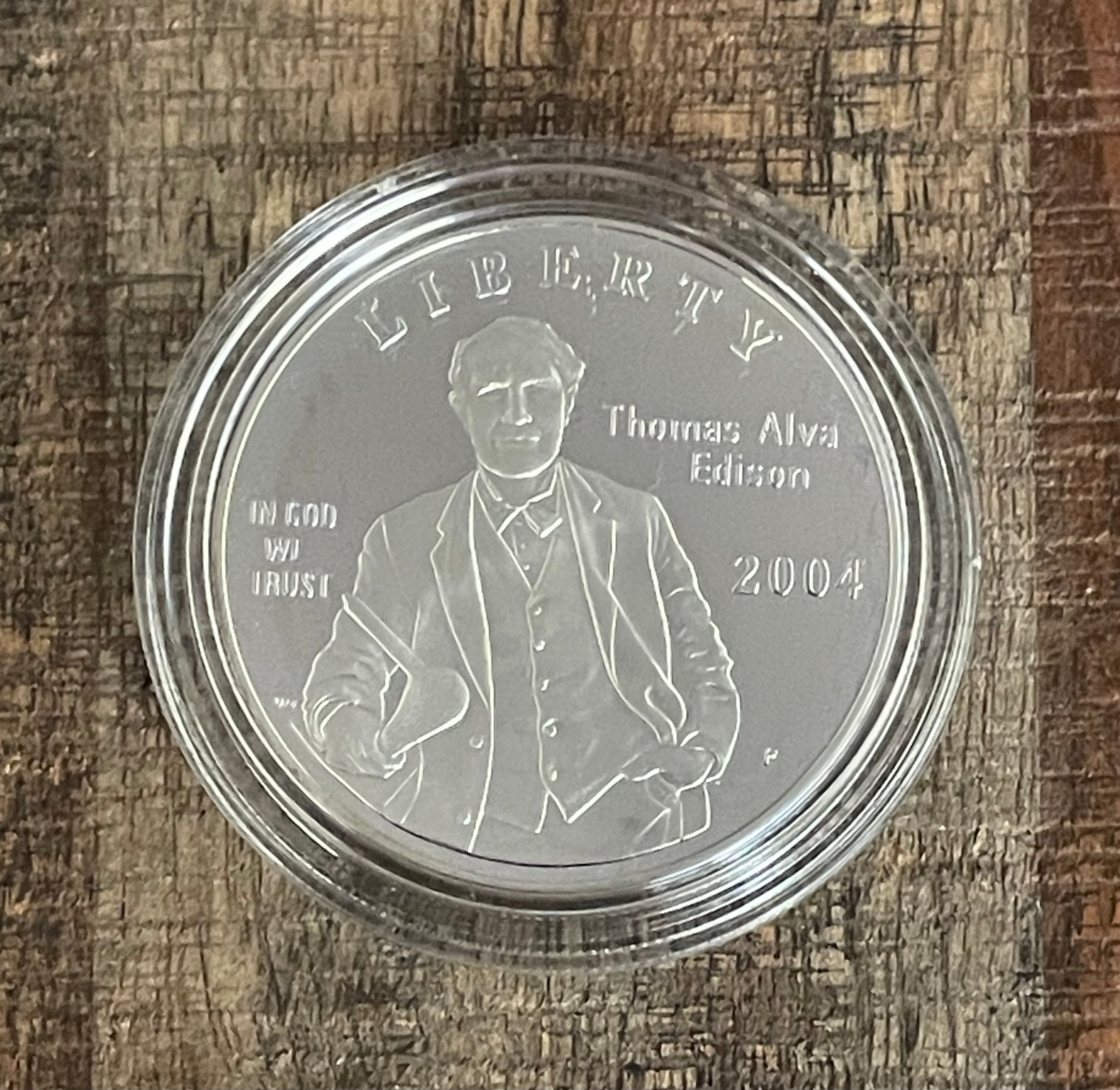 2004 Thomas Alva Edison Commemorative Coin ~ Proof Silver Dollar ~ In OGP with COA