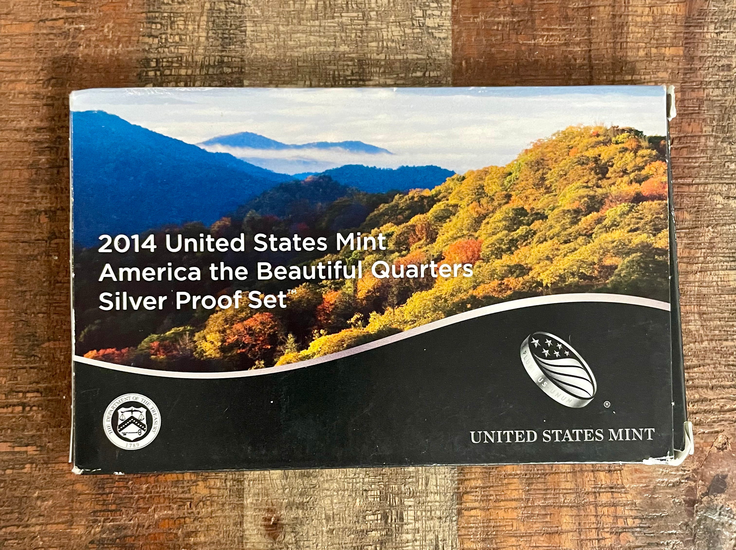 2014 US Mint America the Beautiful Quarters Silver Proof Set in OGP with COA