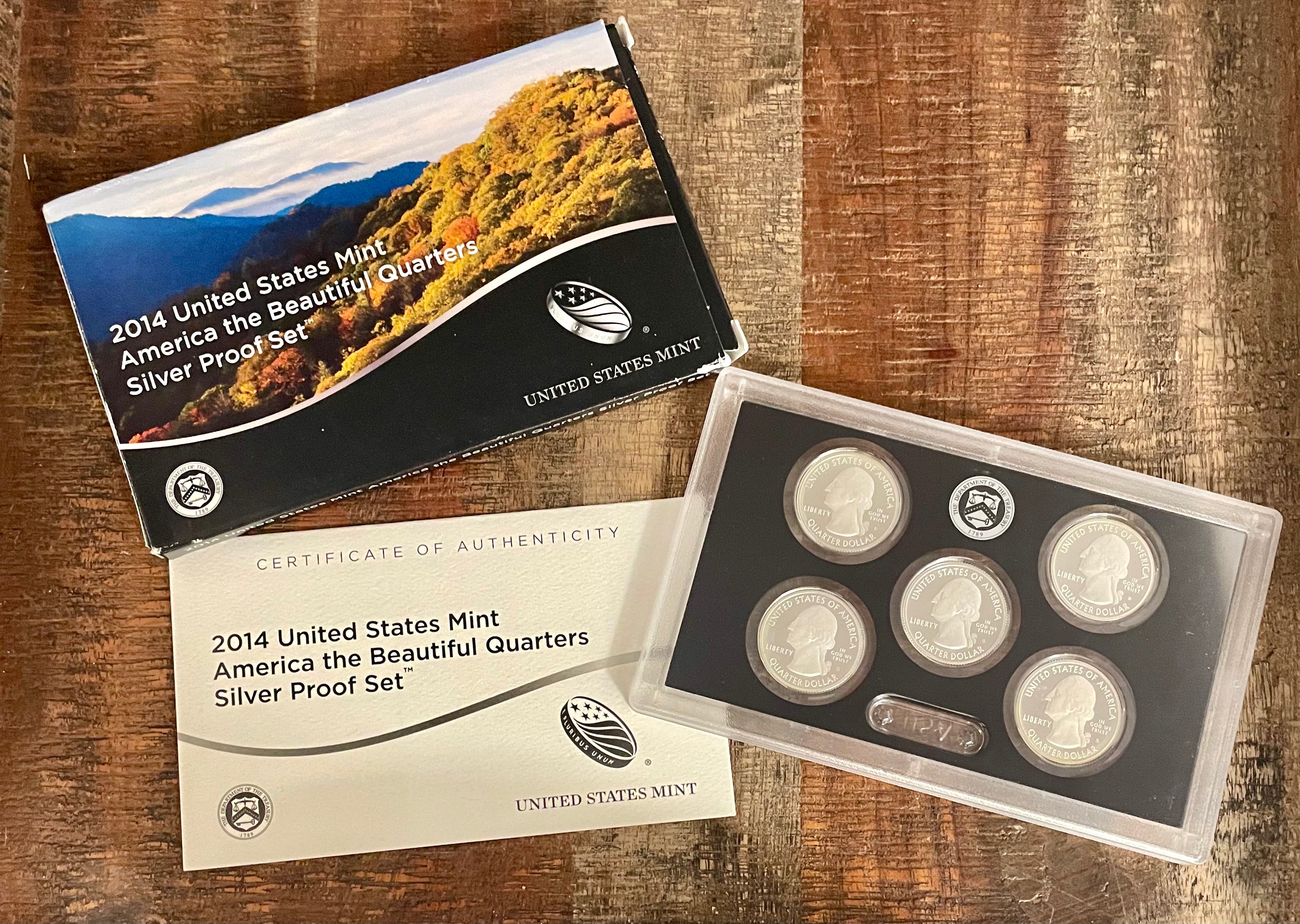 2014 US Mint America the Beautiful Quarters Silver Proof Set in OGP with COA
