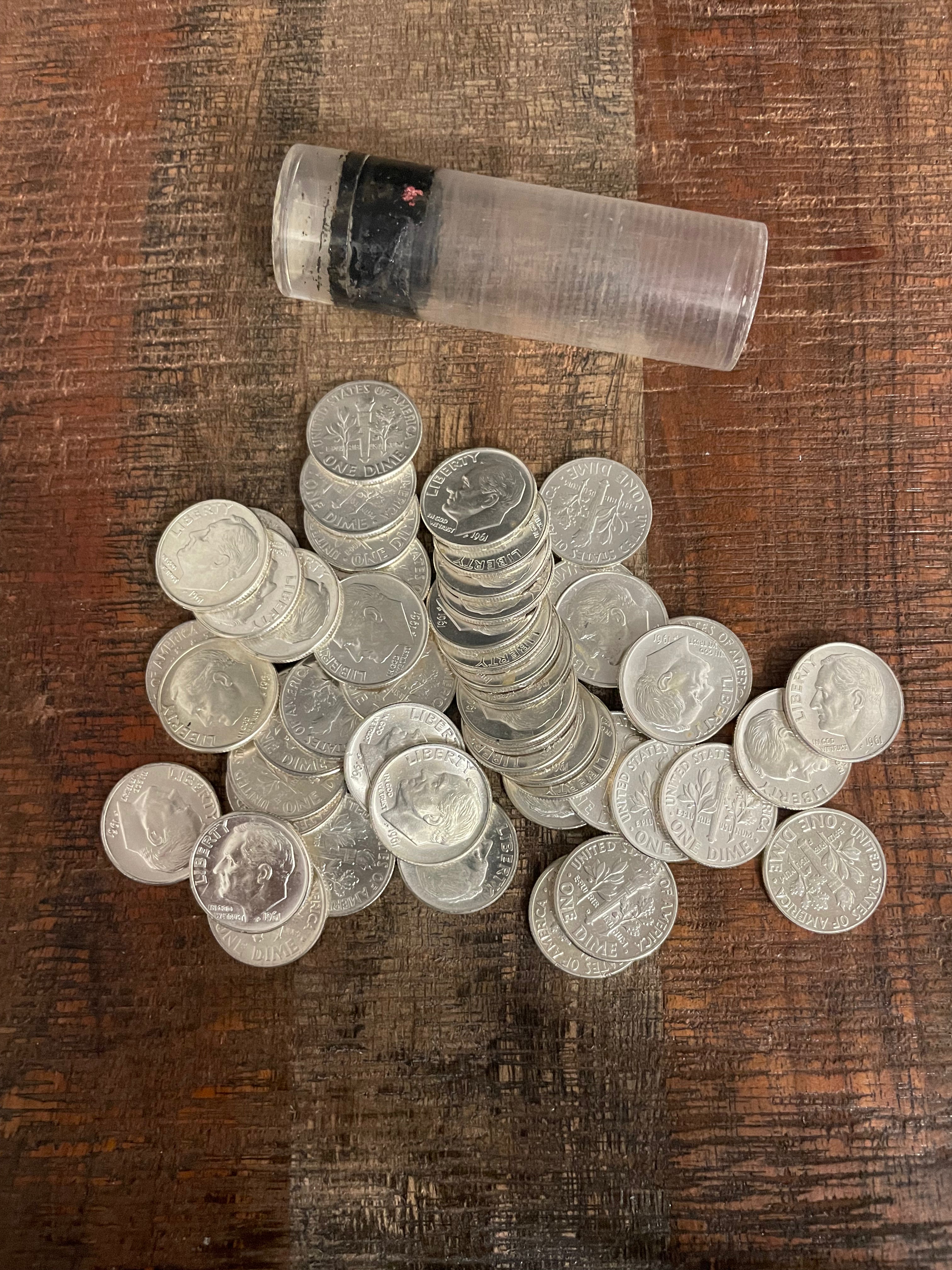 1961 10C Dimes Uncirculated Roll ~ Set of 50 ~ BU