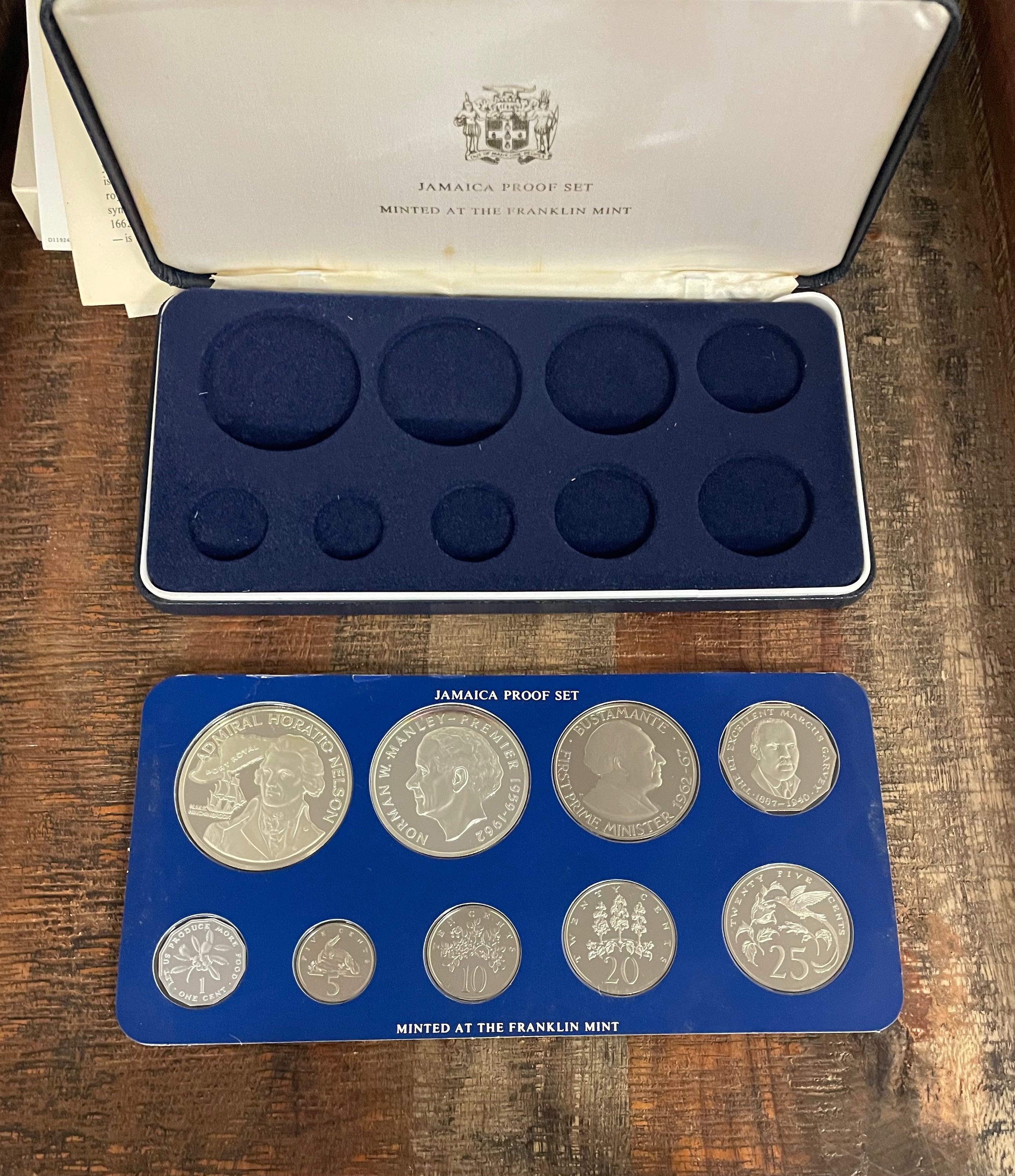 1976 Coinage of Jamaica proof set ~ Franklin Mint ~ 1.87oz of silver ~ In OGP with COA