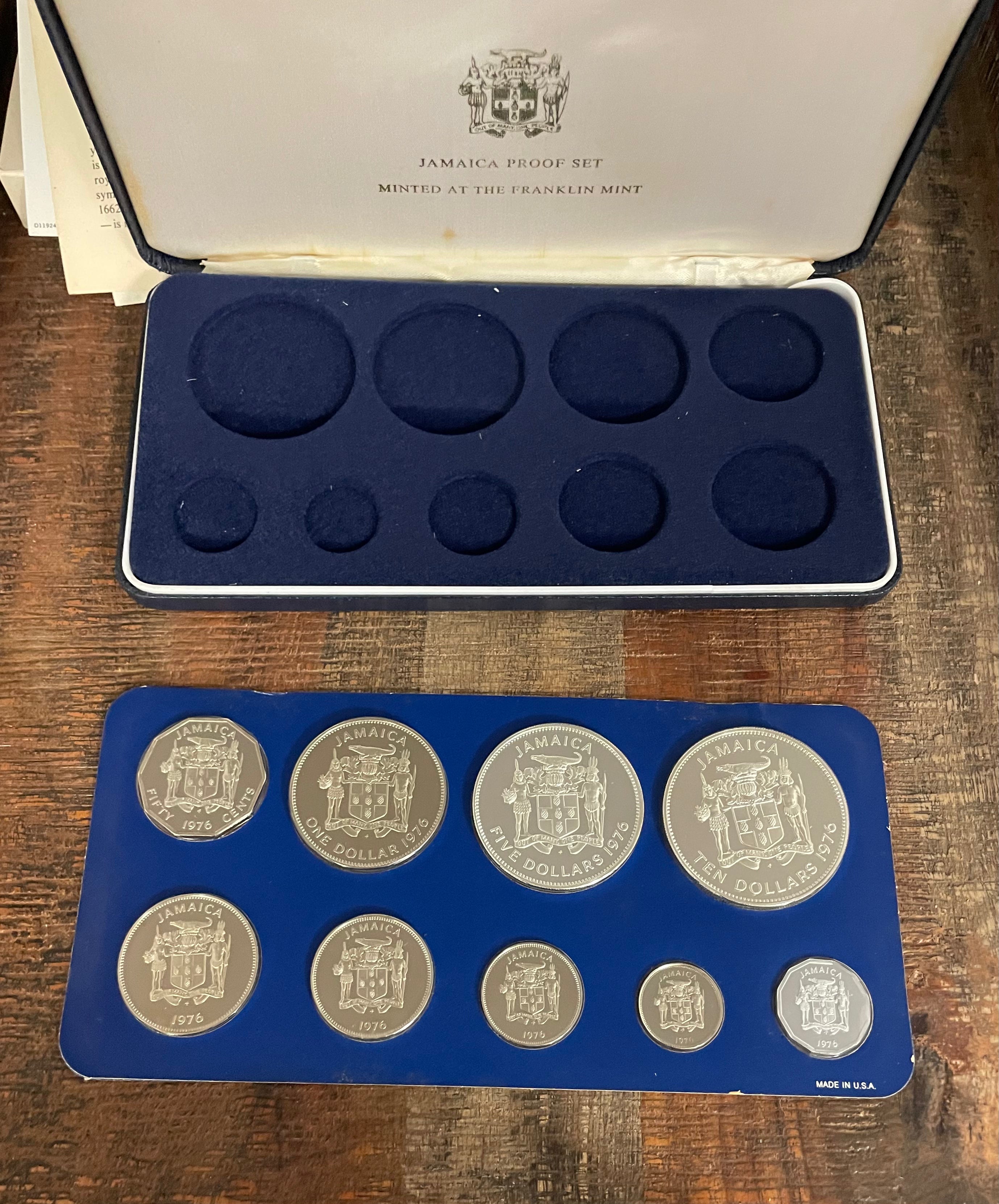 1976 Coinage of Jamaica proof set ~ Franklin Mint ~ 1.87oz of silver ~ In OGP with COA
