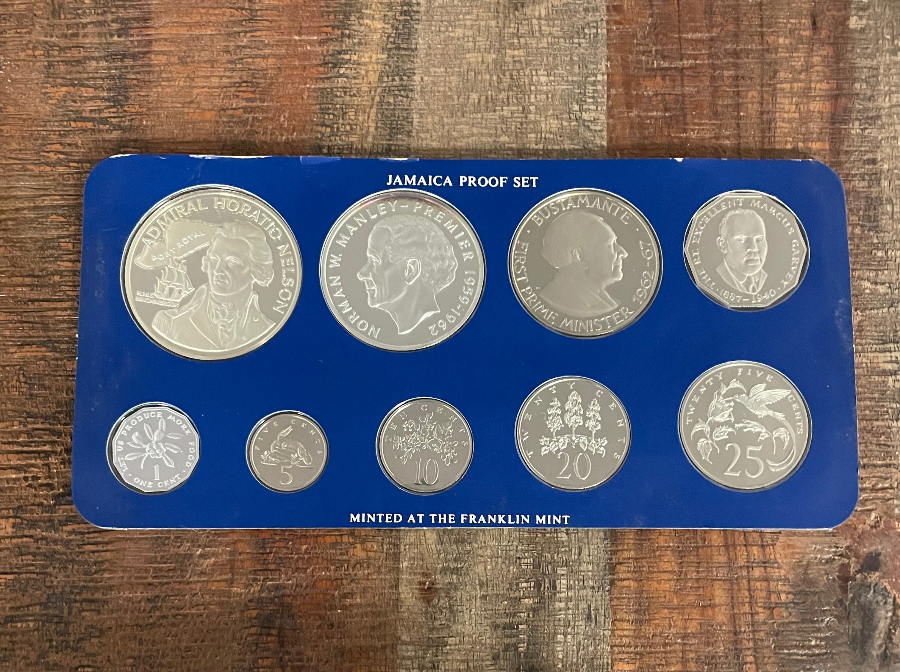 1976 Coinage of Jamaica proof set ~ Franklin Mint ~ 1.87oz of silver ~ In OGP with COA