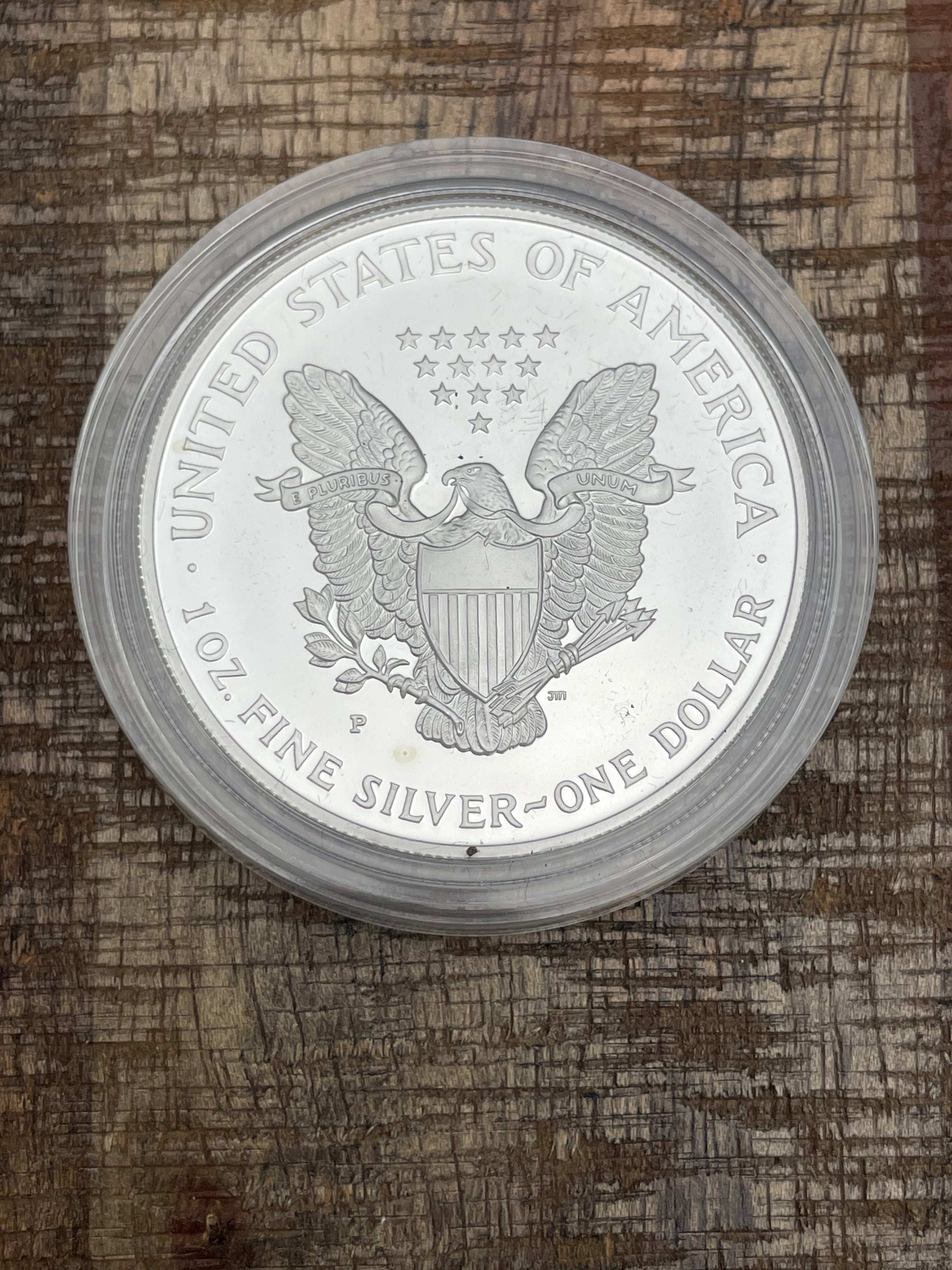 1996-P $1 US American Proof Silver Eagle Coin~Capsule, Presentation Case, COA, and Box