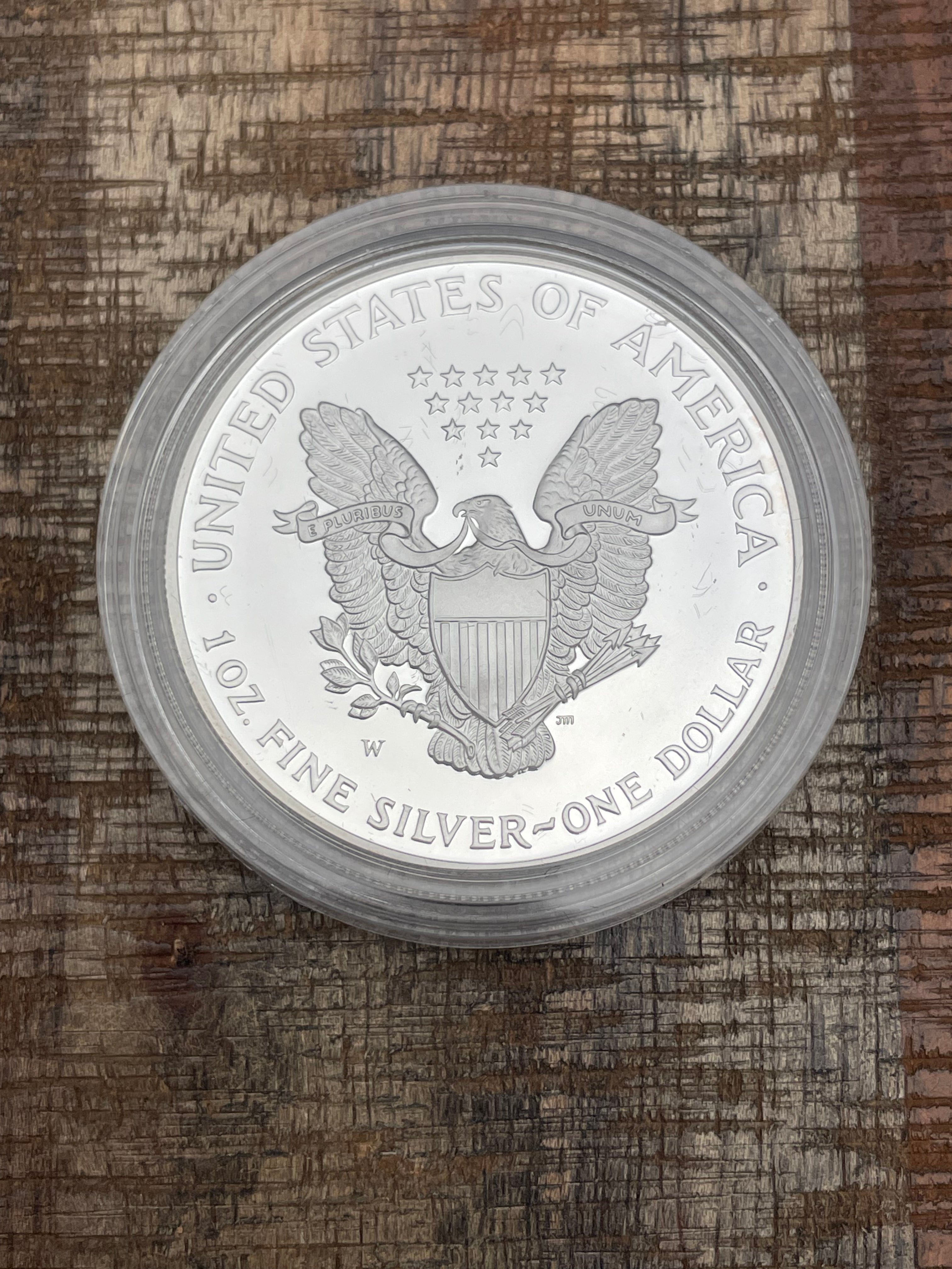 2001-W $1 US American Proof Silver Eagle Coin~Capsule, Presentation Case and Box included no COA