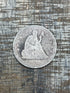 1877 25c US Seated Liberty Quarter ~ Poor condition unable to see a mint mark
