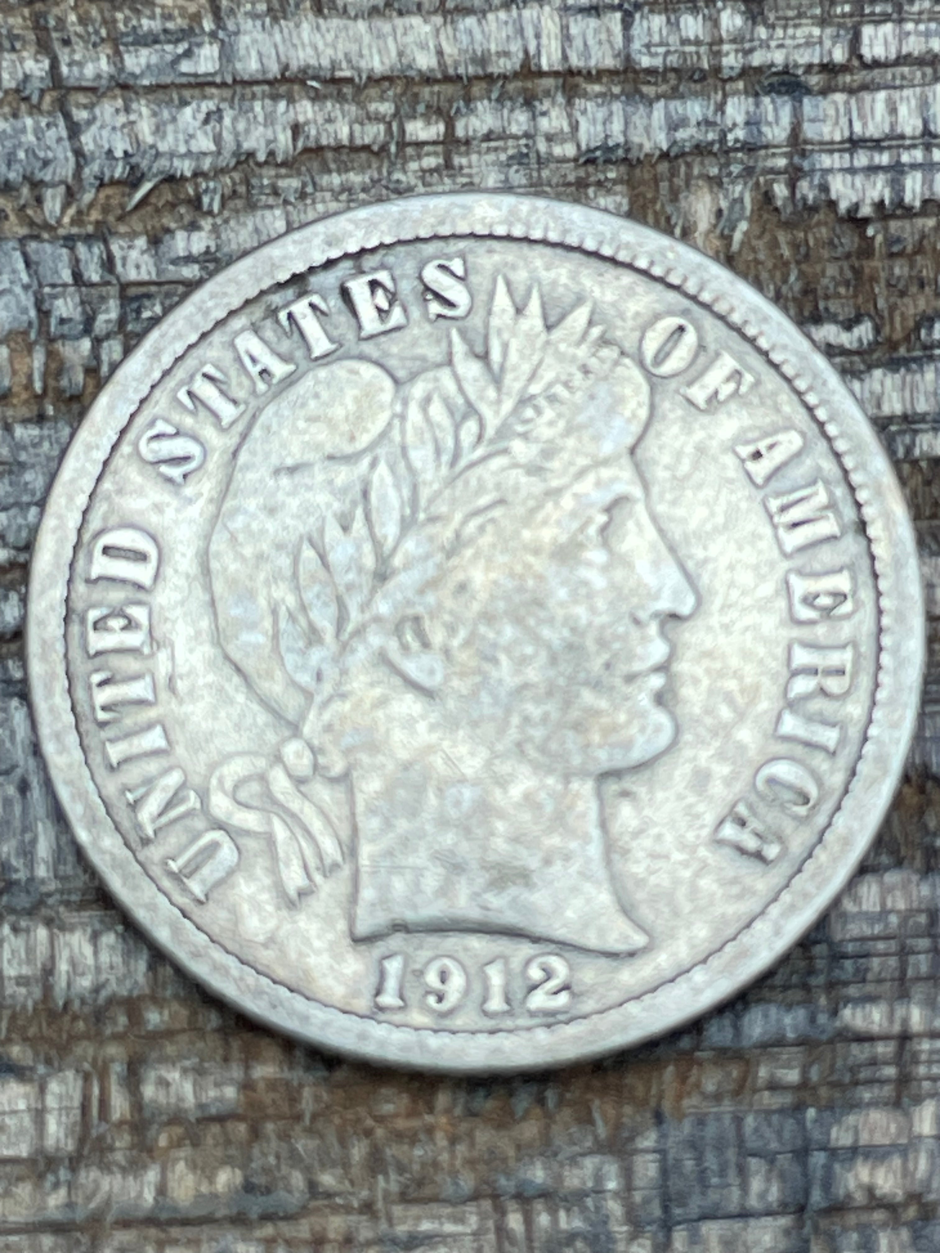 1912 10c US Barber Dime - 90% Silver