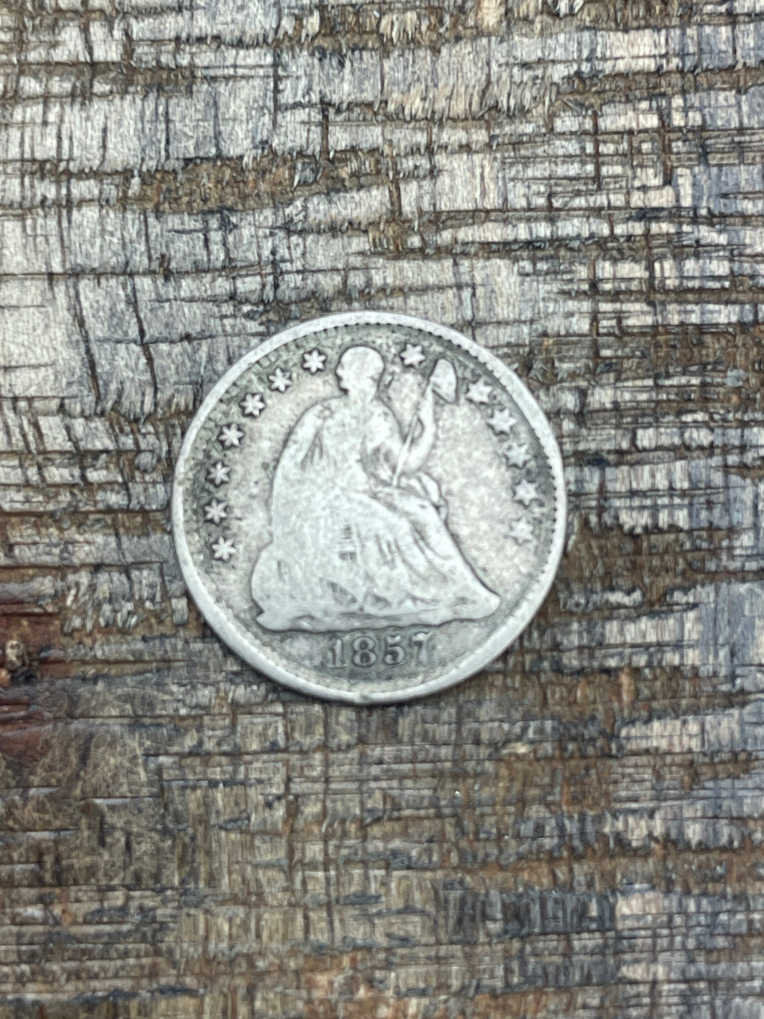 1857 US Seated Liberty Half Dime.  ~ 90% Silver