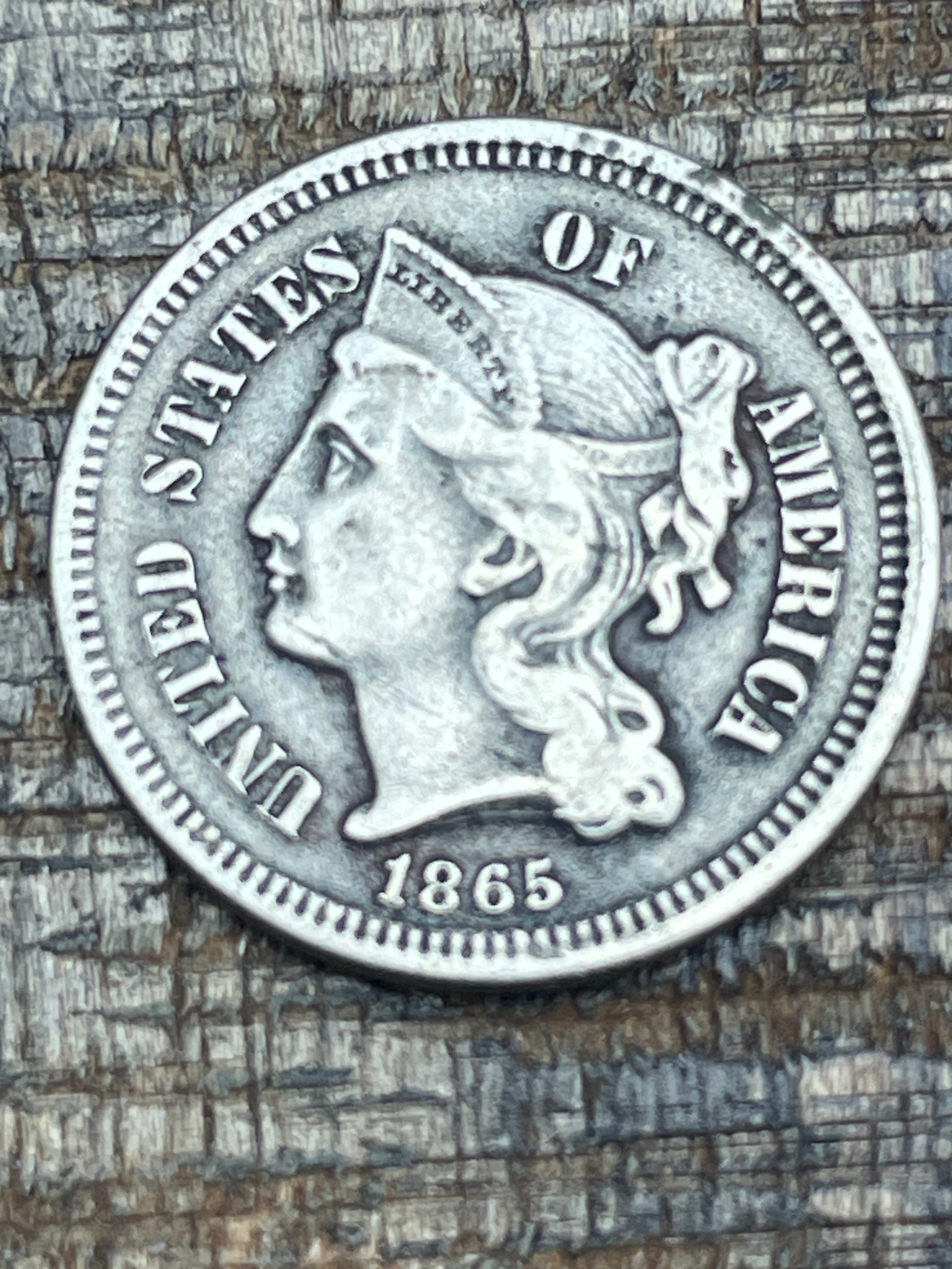 1865 3c US Three Cent Nickel