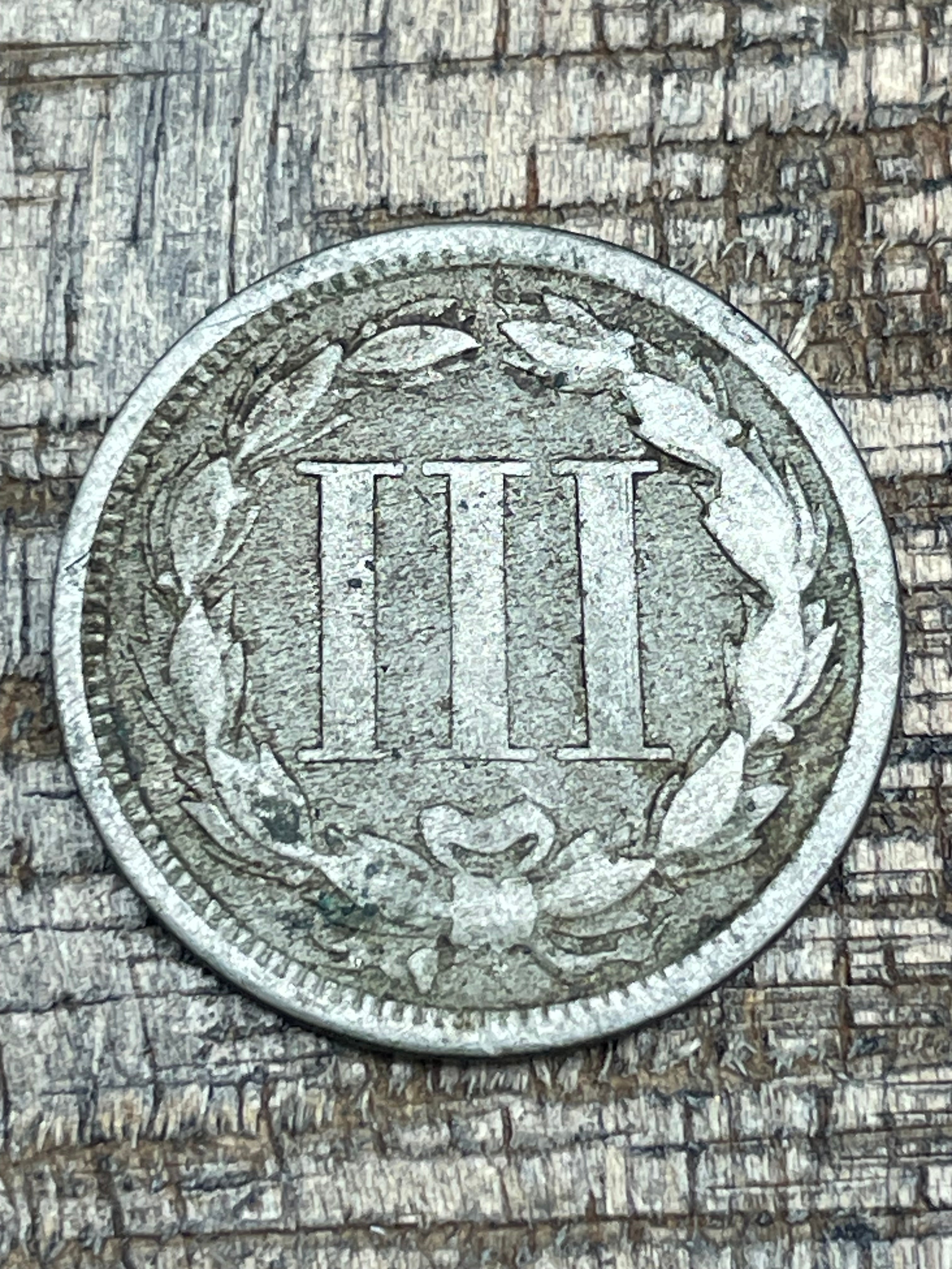 1865 3c US Three Cent Nickel