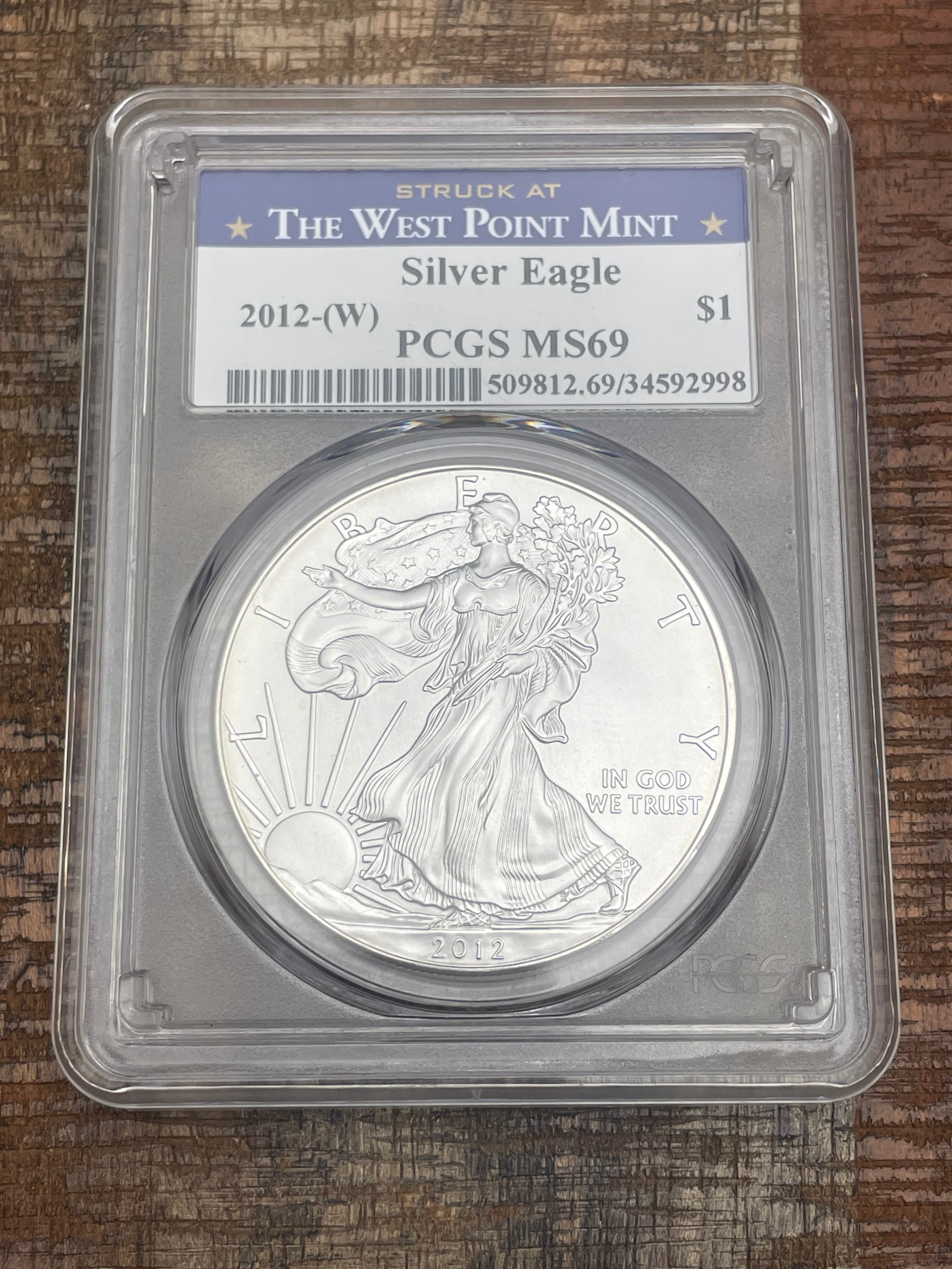 2012-W $1 US American Silver Eagle ~ PCGS MS69 ~ Struck at the West Point Mint