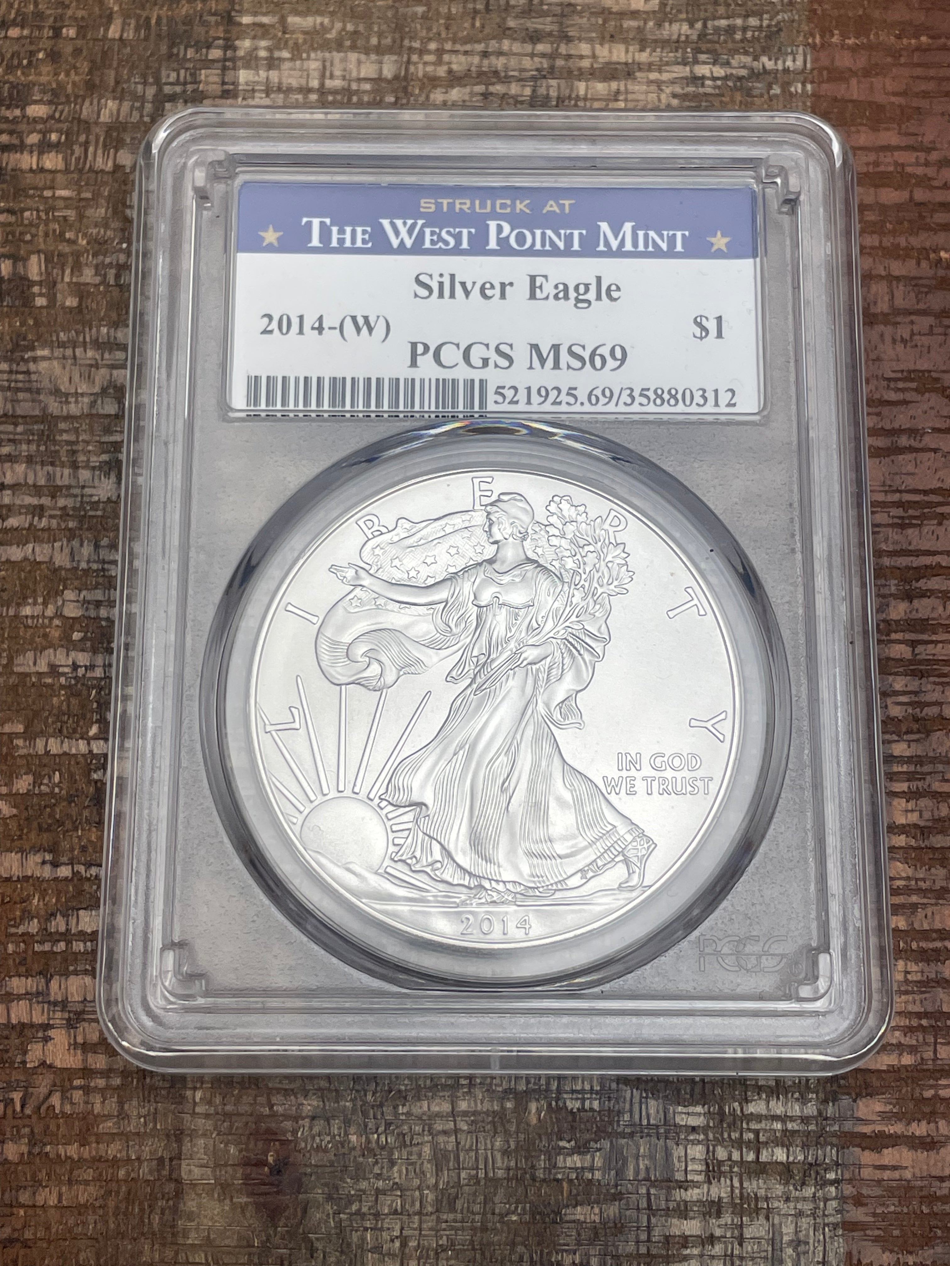 2014-W $1 US American Silver Eagle ~ PCGS MS69 ~ Struck at the West Point Mint