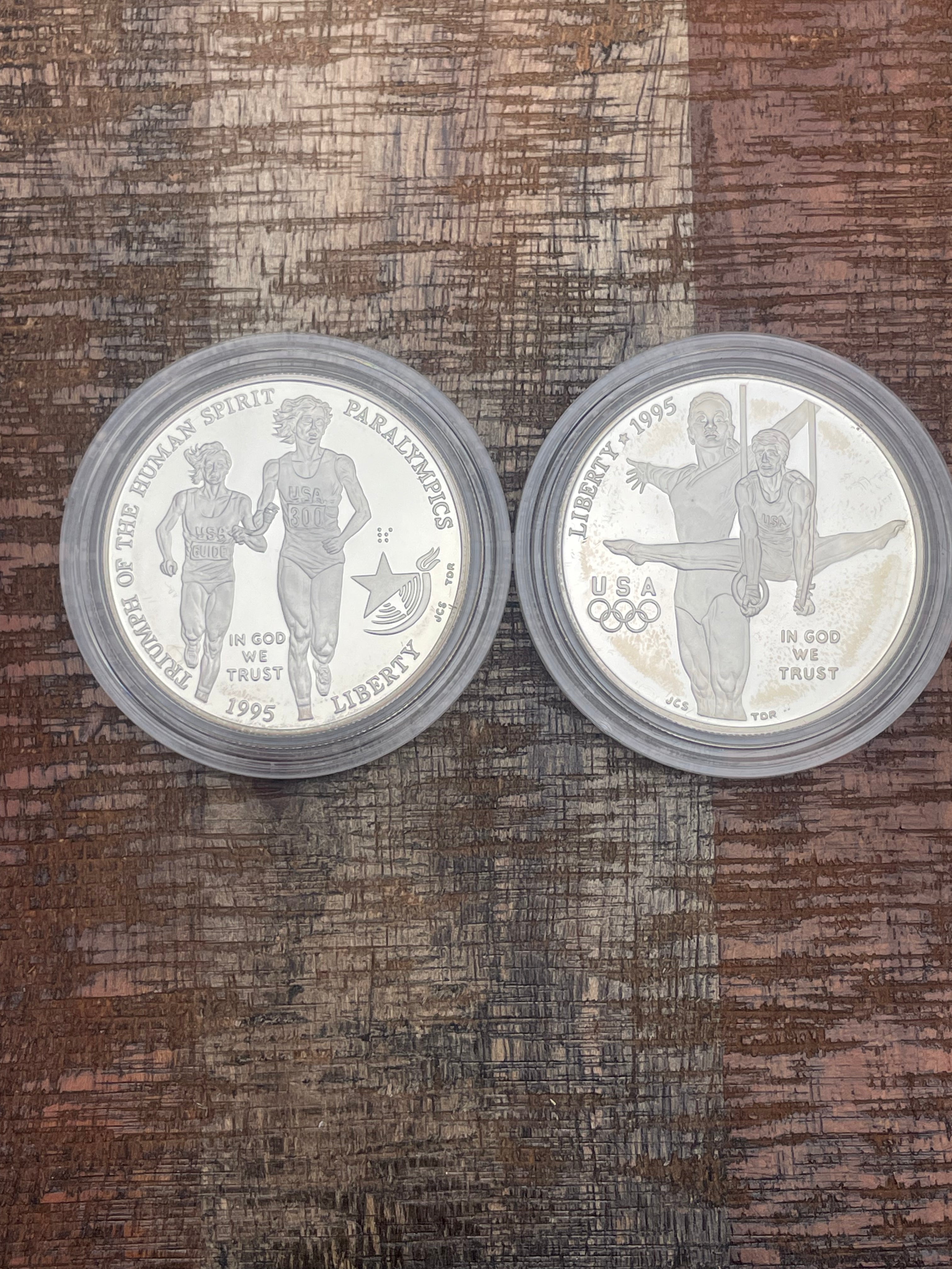 1995 US Olympic Coins of the Atlanta Centennial Olympic Games~Two-Coin Silver Proof Set~OGP with COA