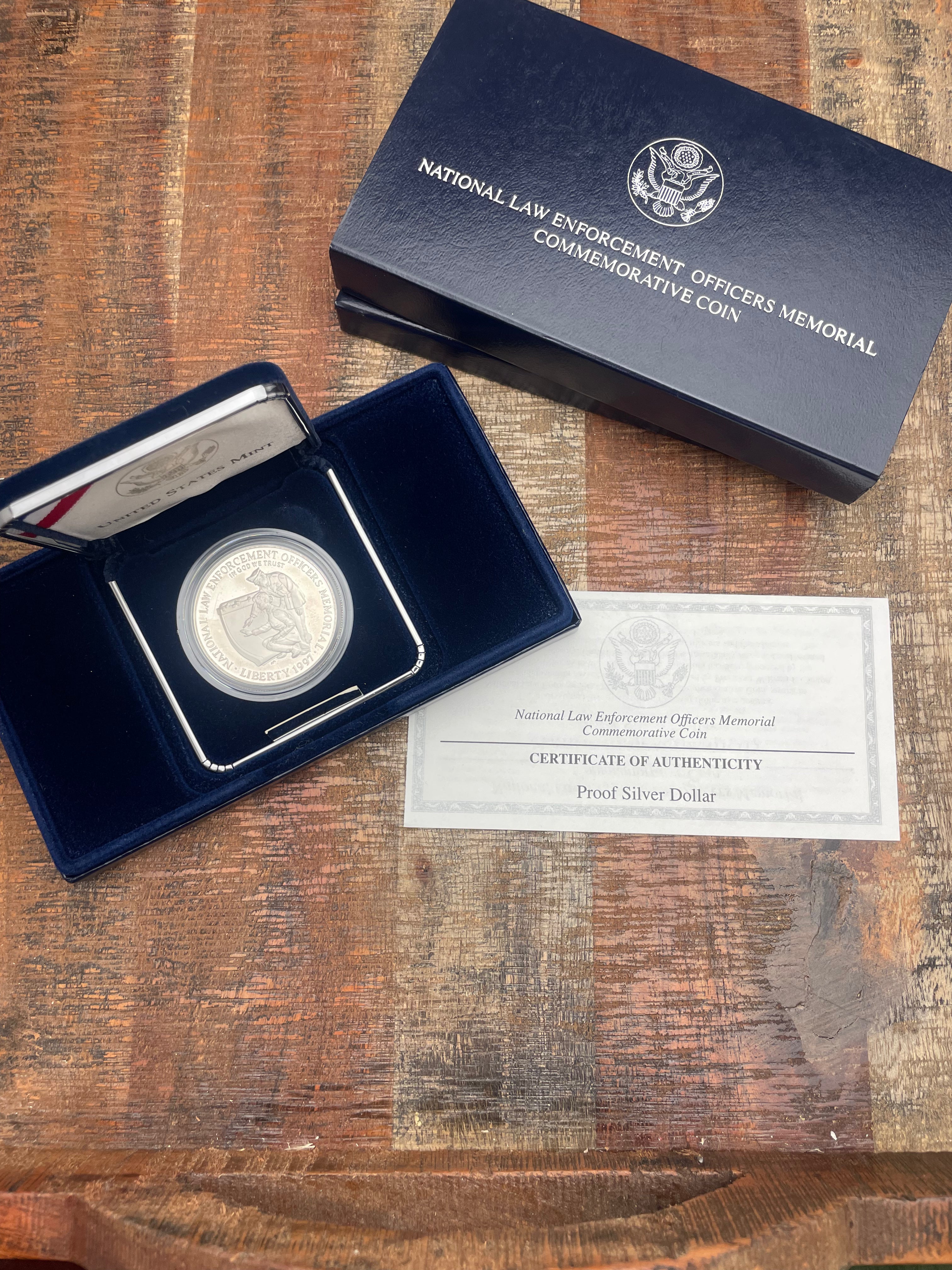 1997 National Law Enforcement Officers Memorial Commemorative Coin~Silver Proof Dollar~ OGP with COA