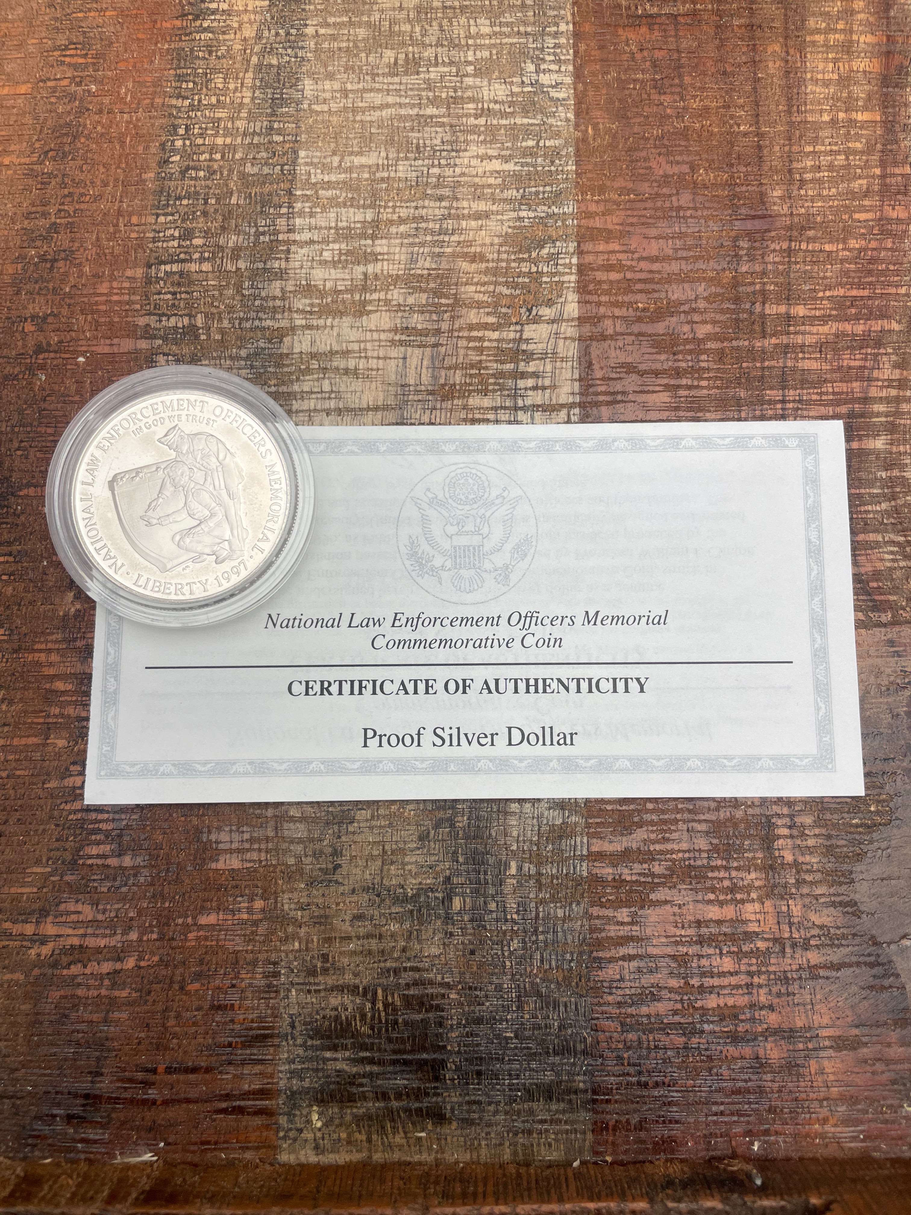 1997 National Law Enforcement Officers Memorial Commemorative Coin~Silver Proof Dollar~ OGP with COA