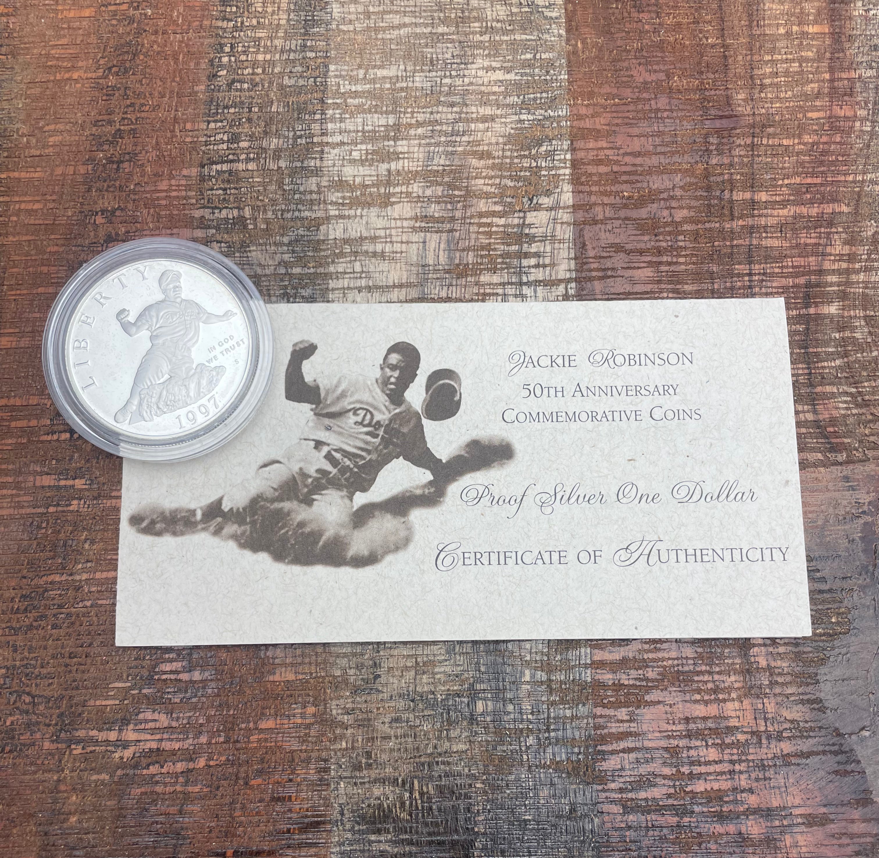 1997 Jackie Robinson 50th Anniversary Commemorative Coins~ Proof Silver Dollar ~ OGP with COA