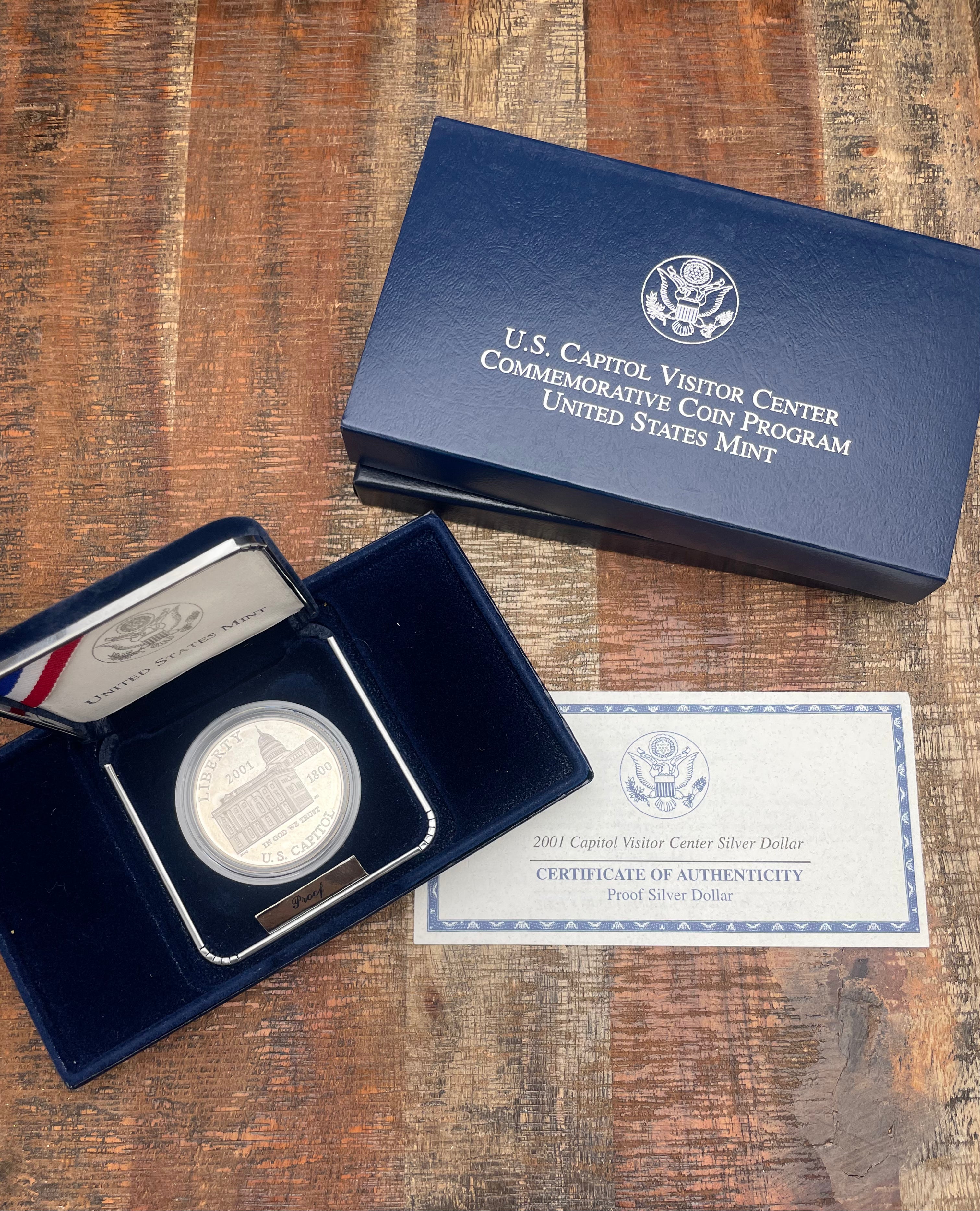 2001 Capitol Visitor Center Silver Dollar~Proof Silver Dollar~OGP with COA